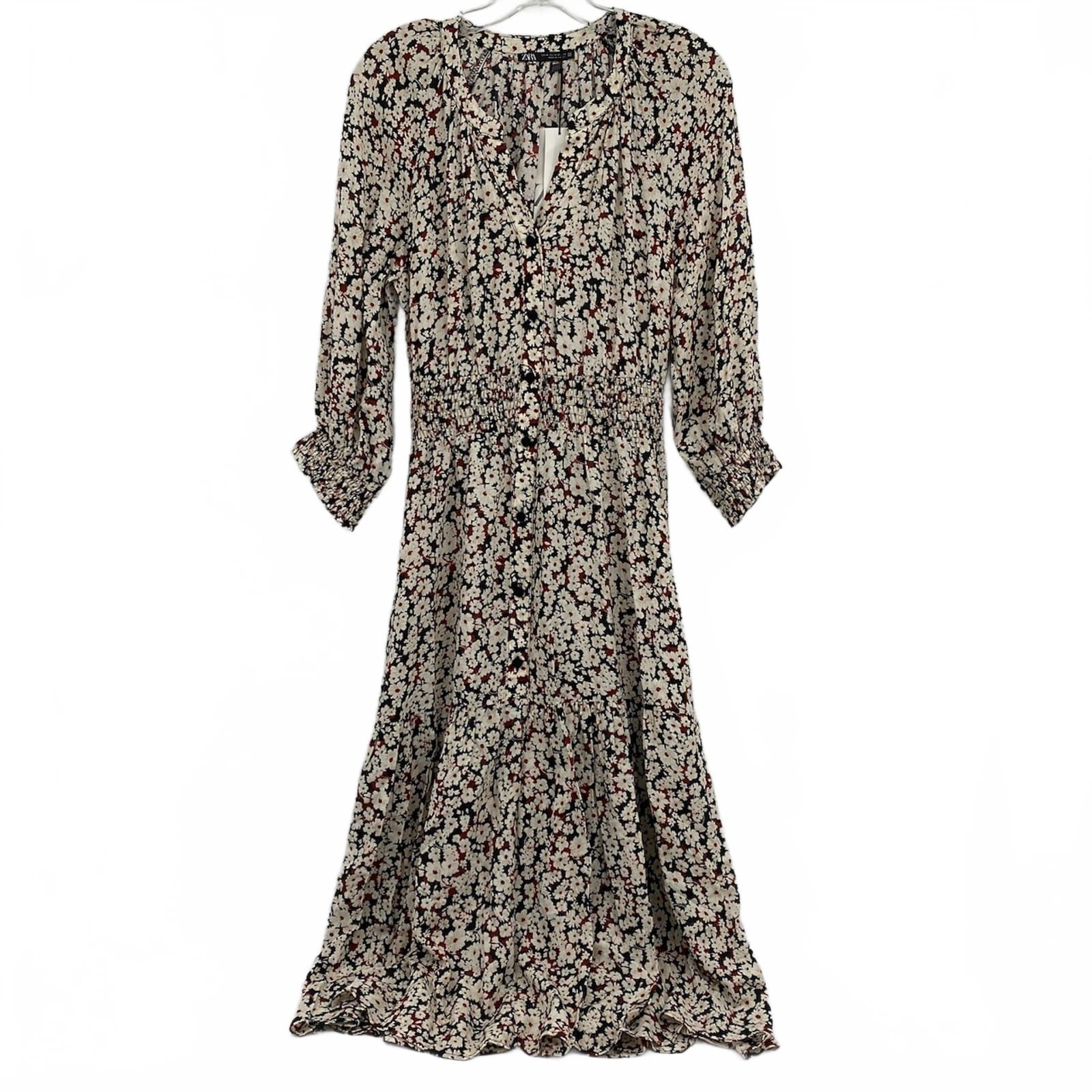zara beige midi dress TEXTURED BELTED MIDI DRESS - Ecru / Beige