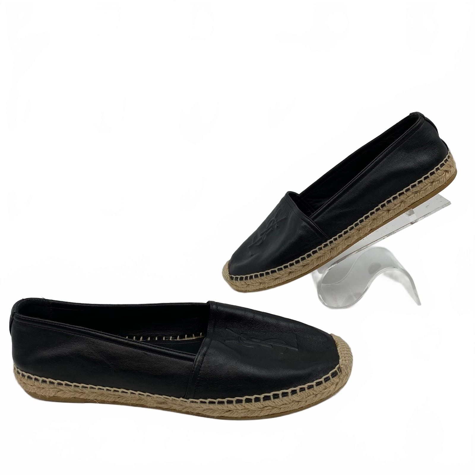 YSL Black Espadrille Flats Shoes