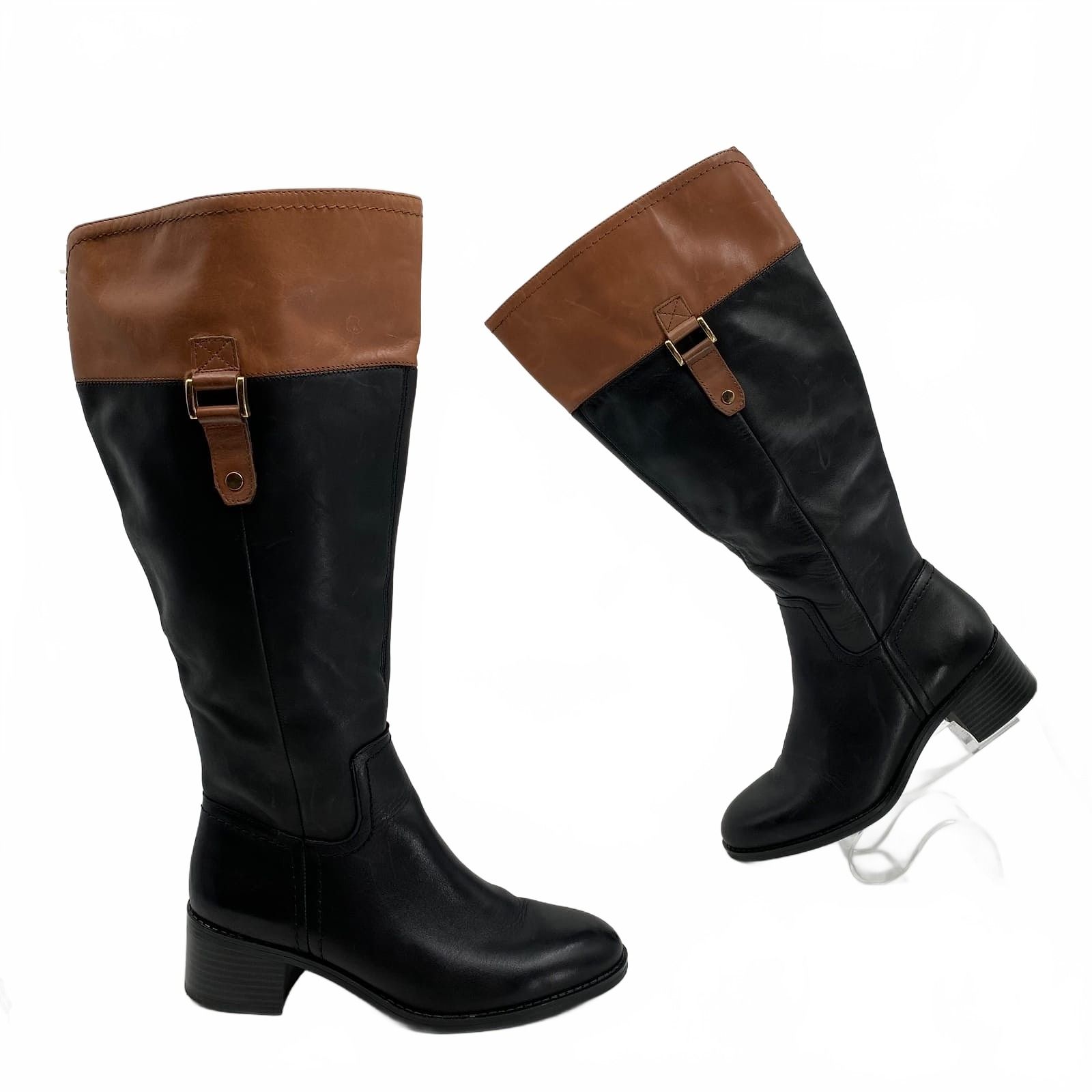 Franco Sarto Black Brown Heeled Boots