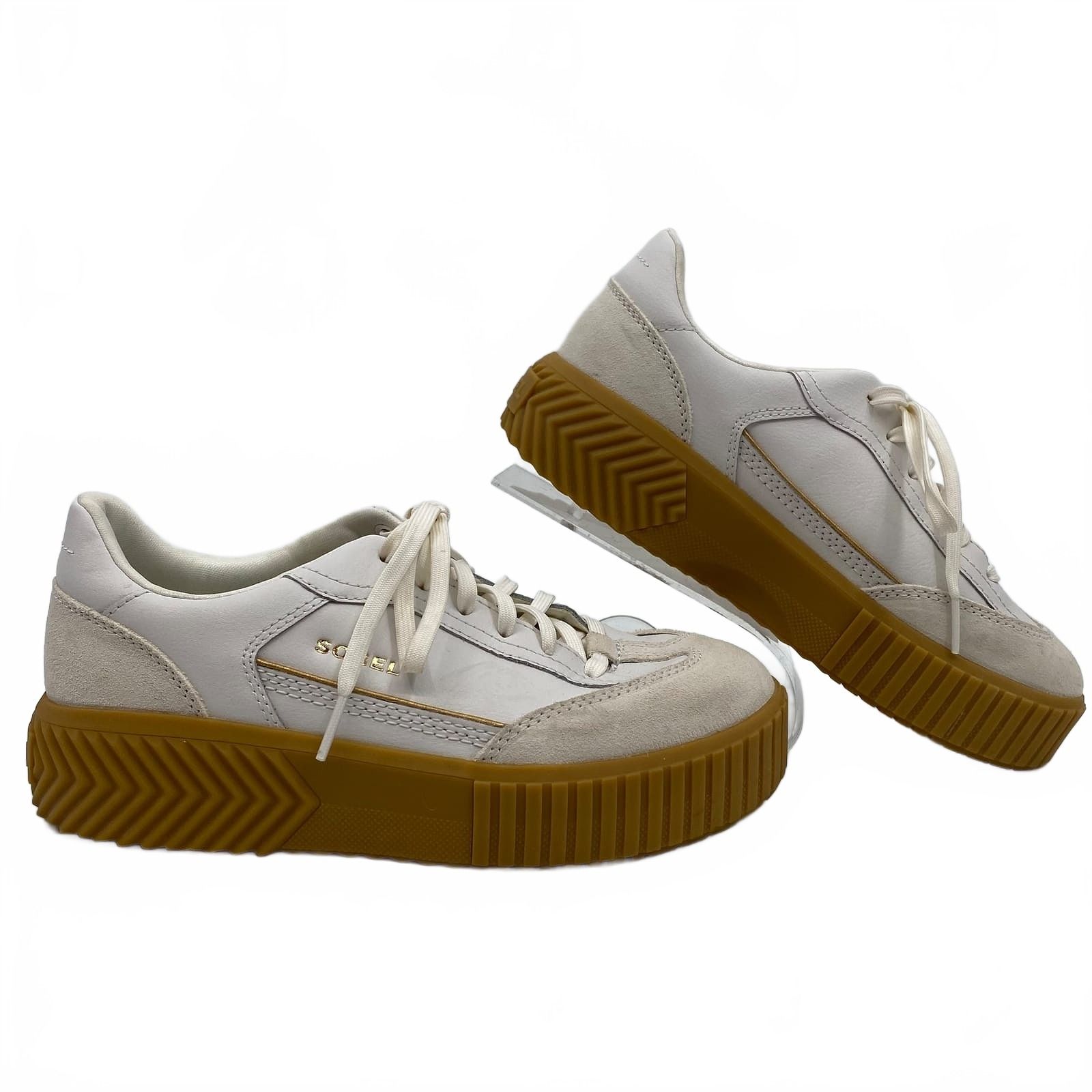 Sorel White Beige Ona Ava Platform Sneakers