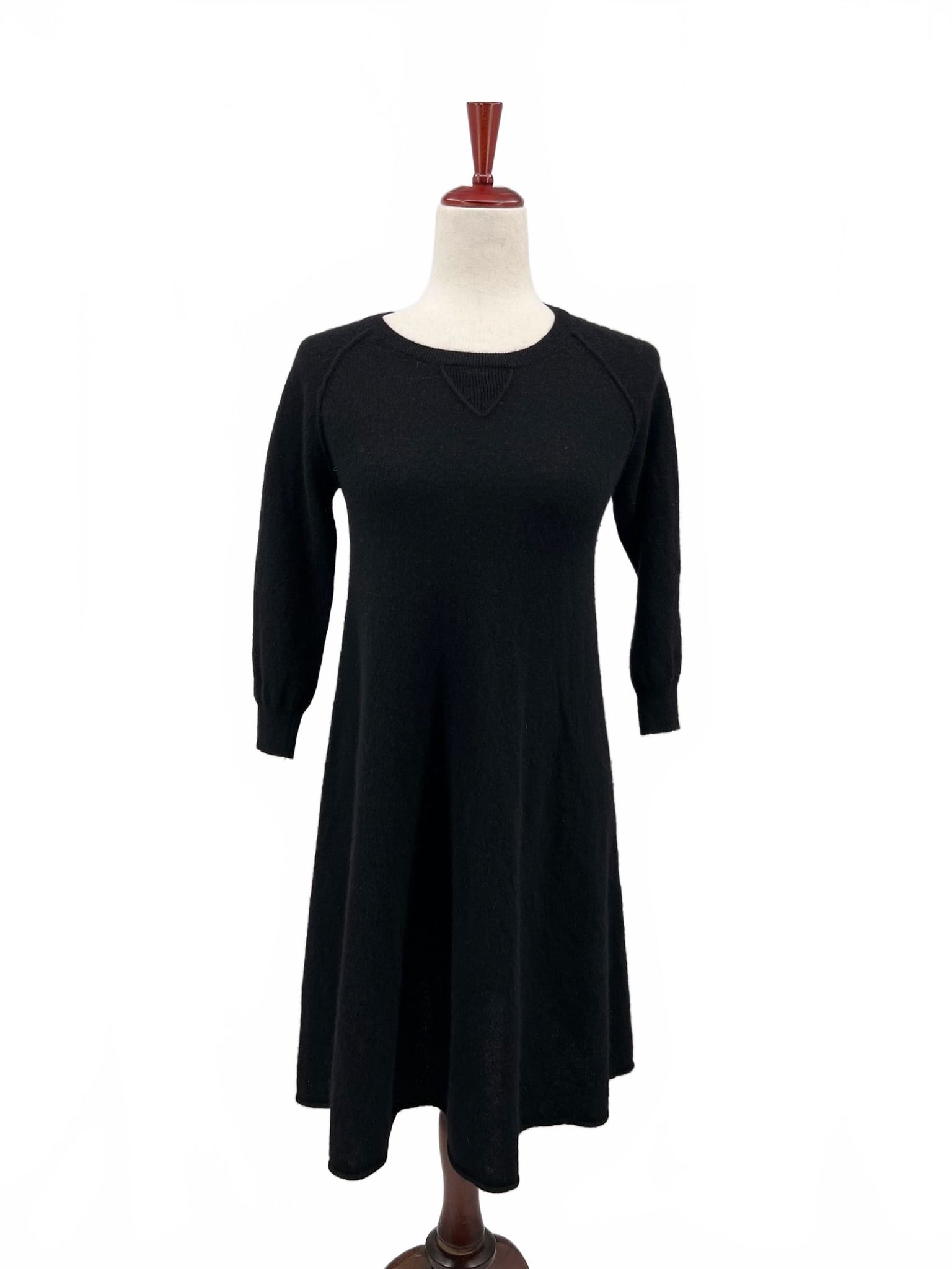Autumn Cashmere Black Cashmere Long Sleeve Fit & Flare Dress