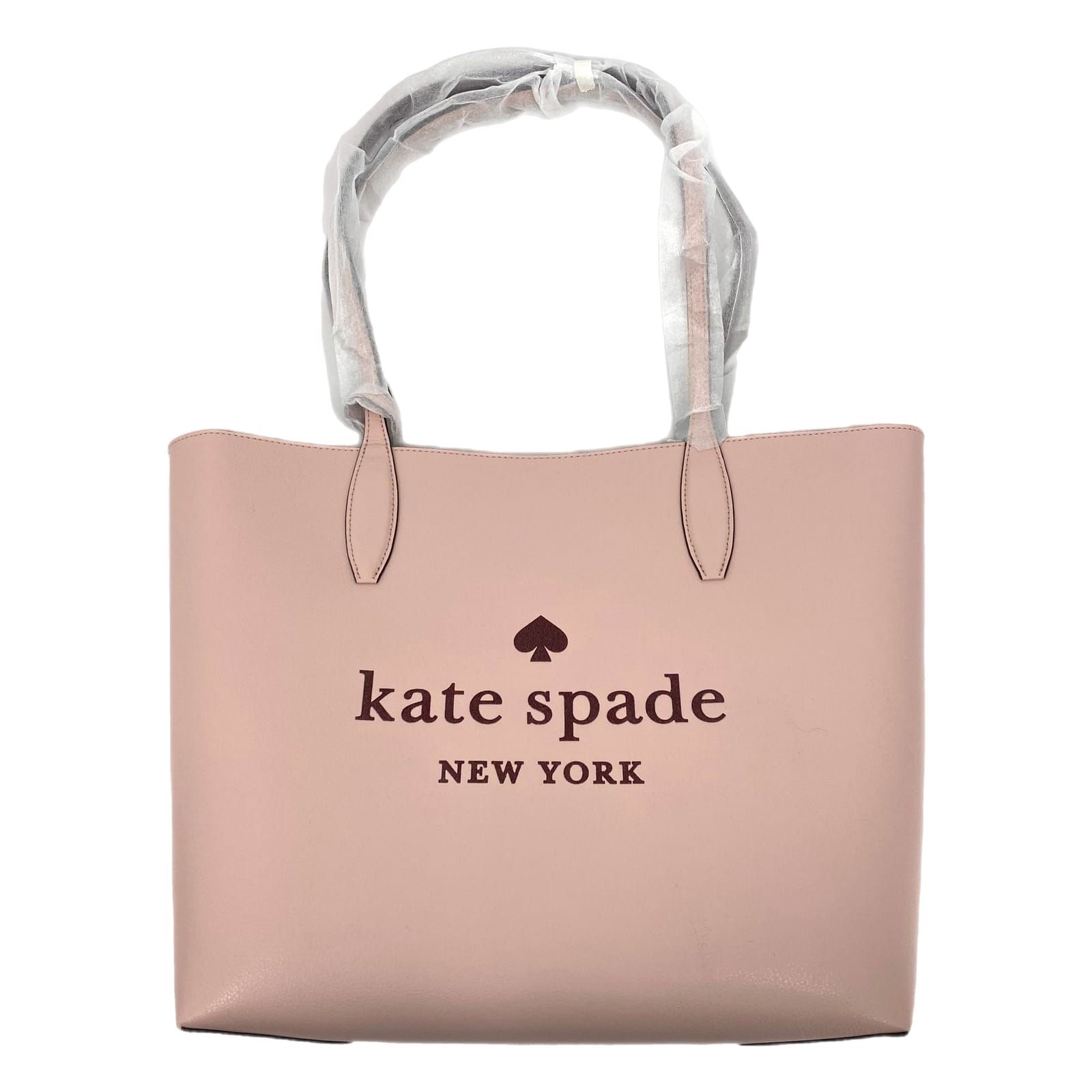 Kate Spade Pink Sparkly Logo Refined Leather Tote