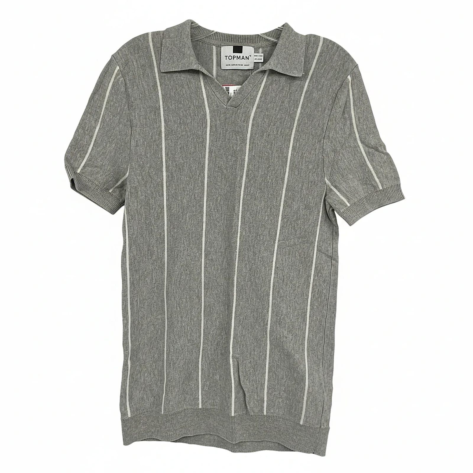 Topman Gray Striped Polo Tee