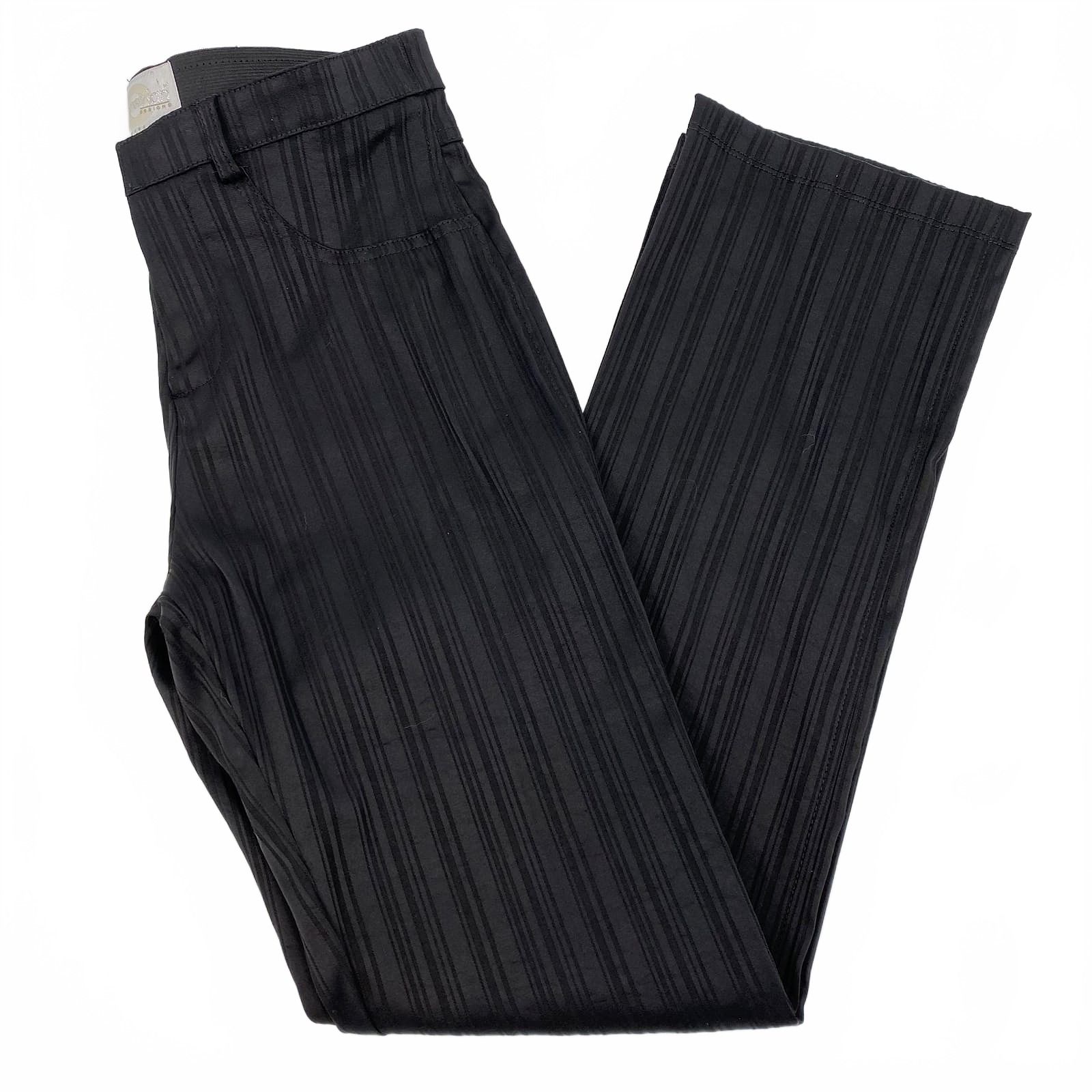 Equestrian Designs Black Striped Satin Trousers