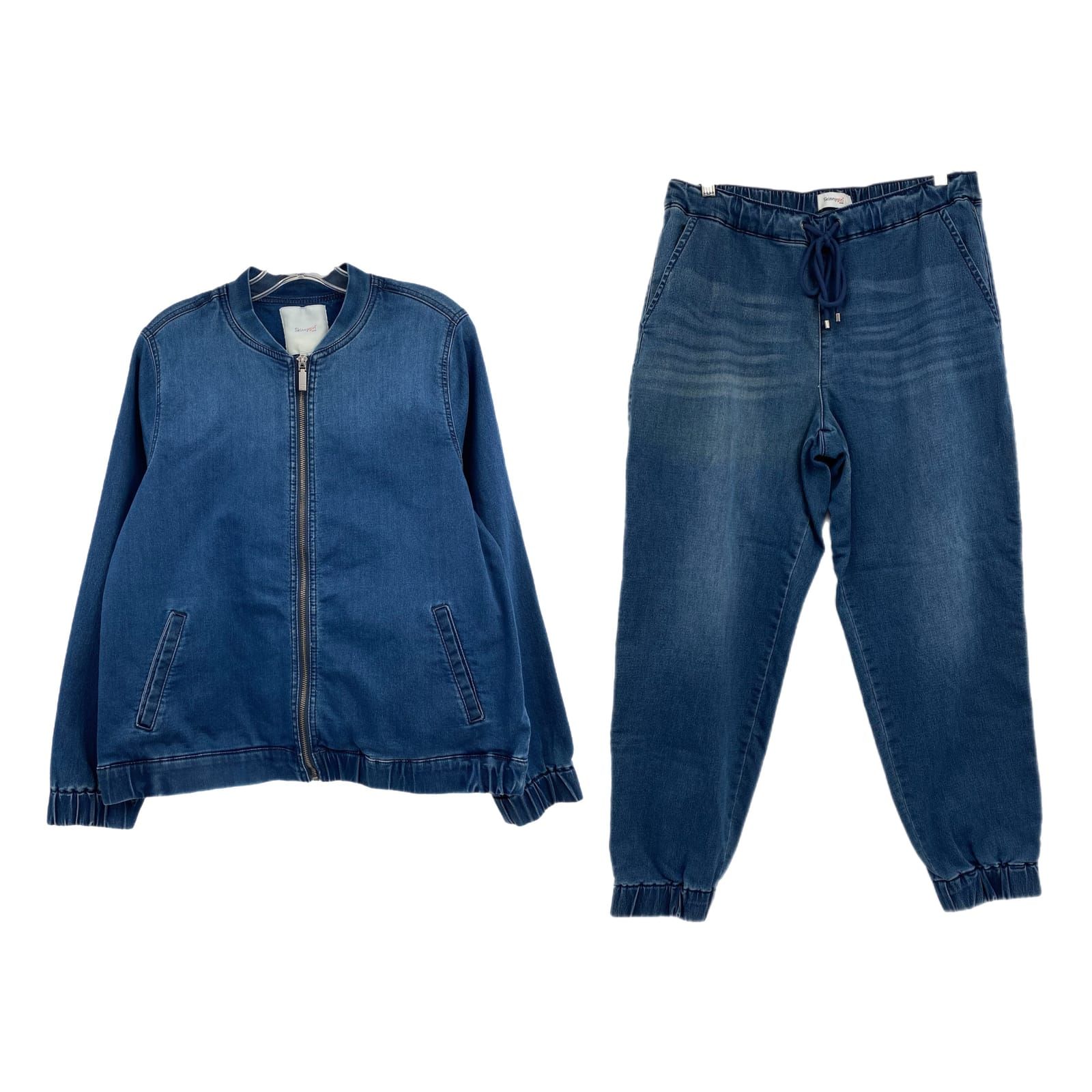 Skinny Girl Dark Wash Denim Joggers and Zip- Up Jacket Set