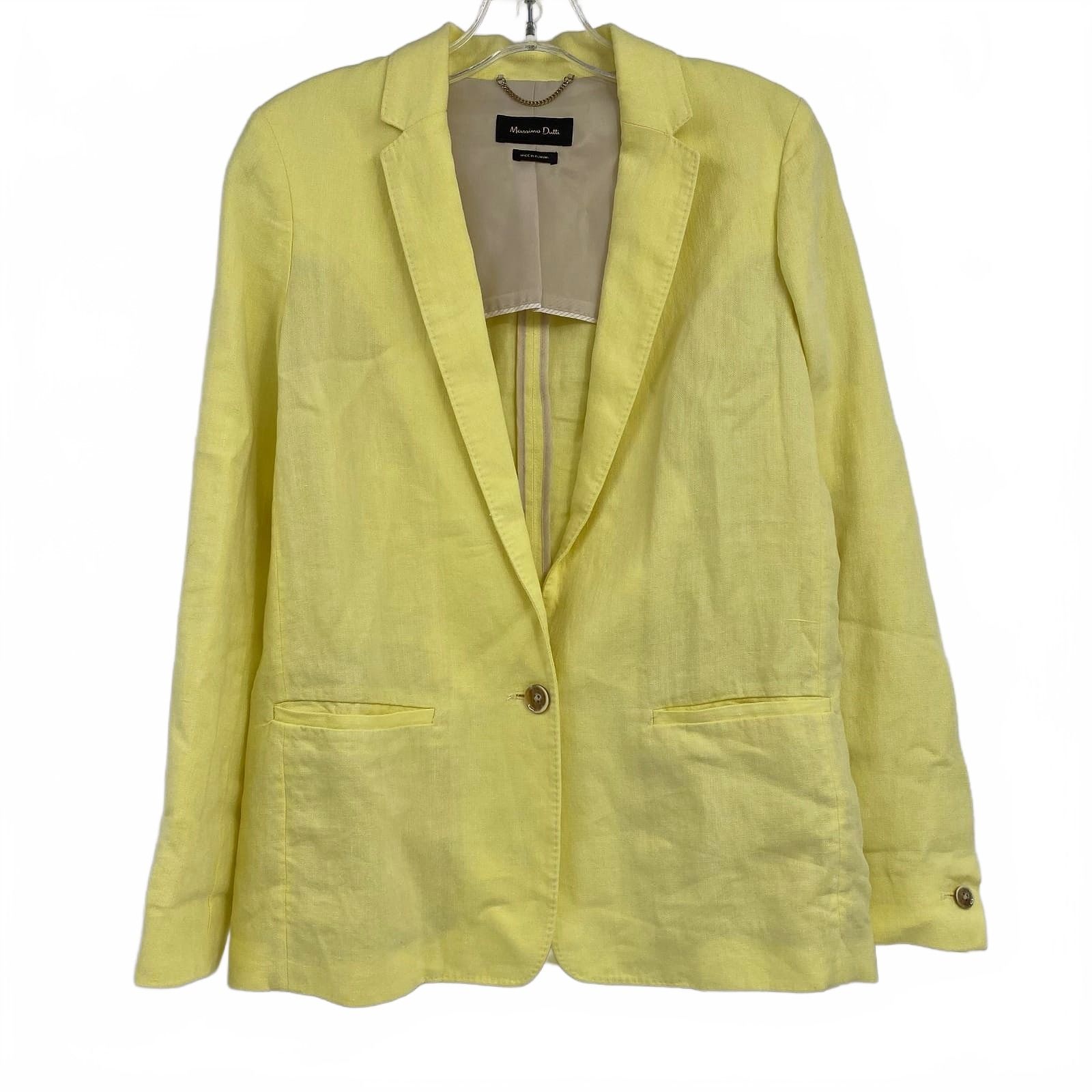Massimo Dutti Yellow Linen Blend Blazer