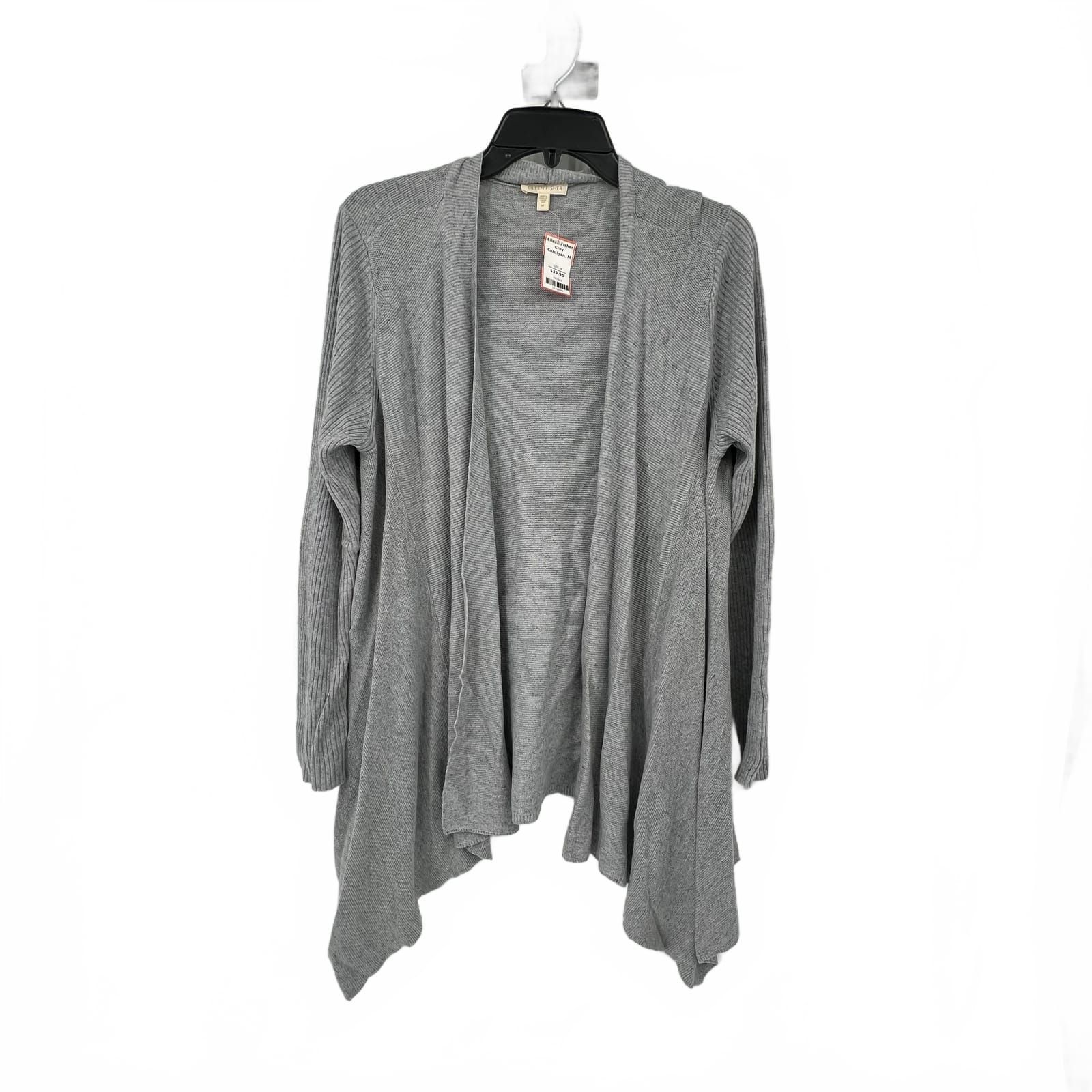 Eileen Fisher Gray Cotton Viscose Long Sleeve Cardigan