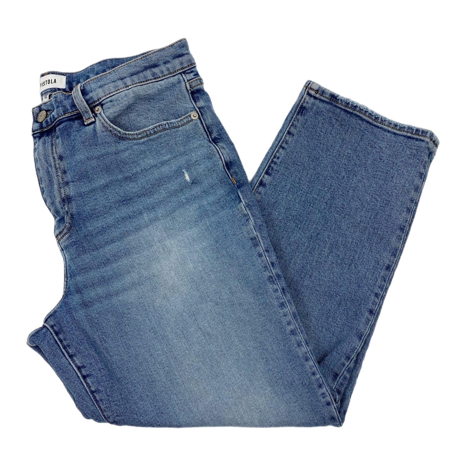 Pistola Blue Light Wash Straight Leg Jeans