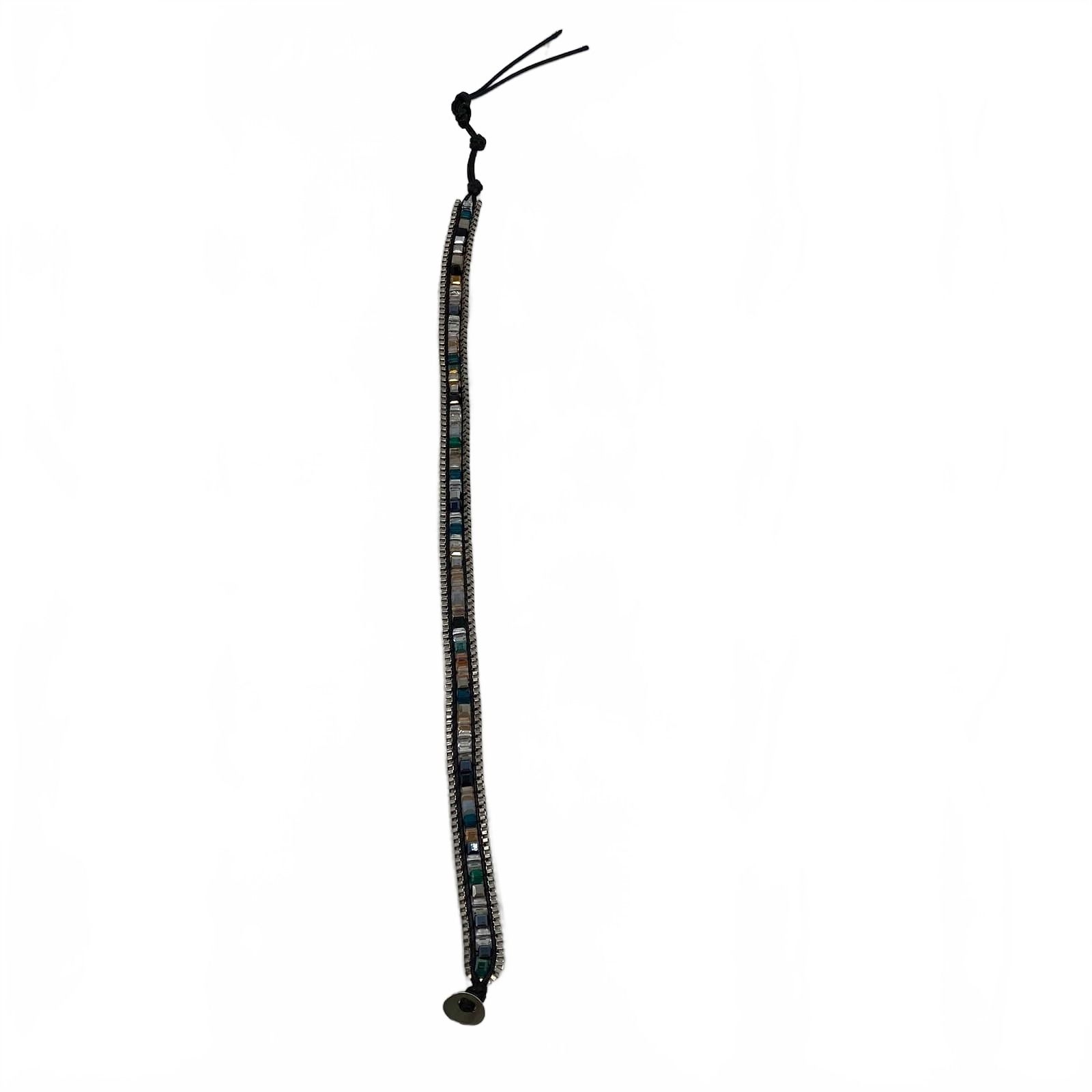 Chan Luu Black Silver Beaded Wrap Bracelet