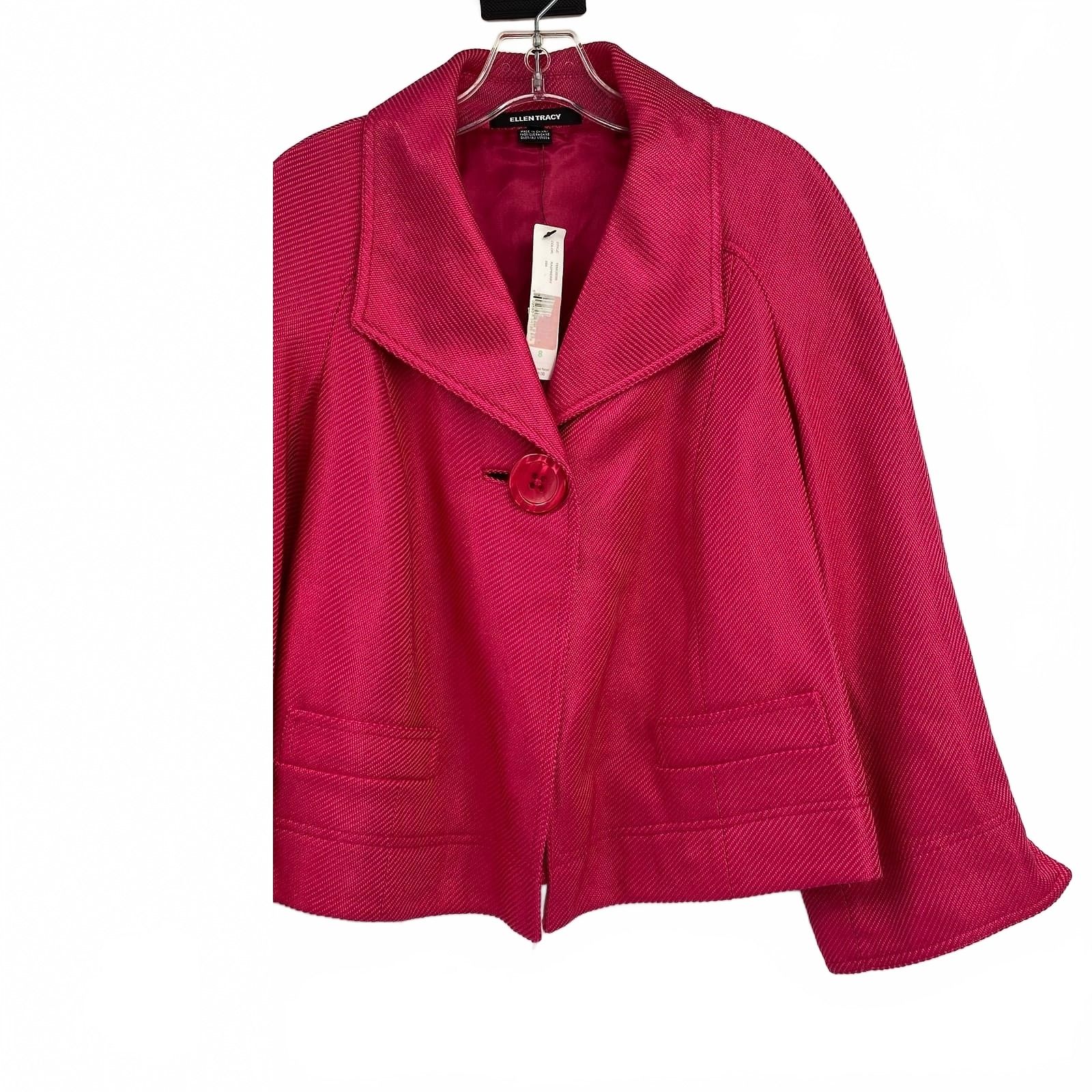 Ellen Tracy Pink Jacket Collared Button Front