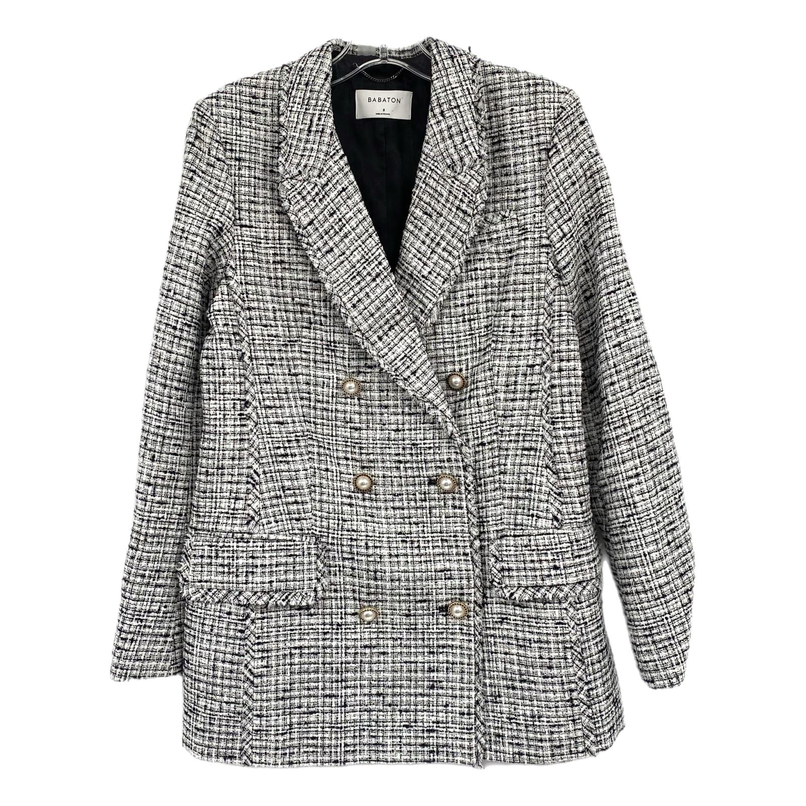 Babaton Black White Tweed Blazer