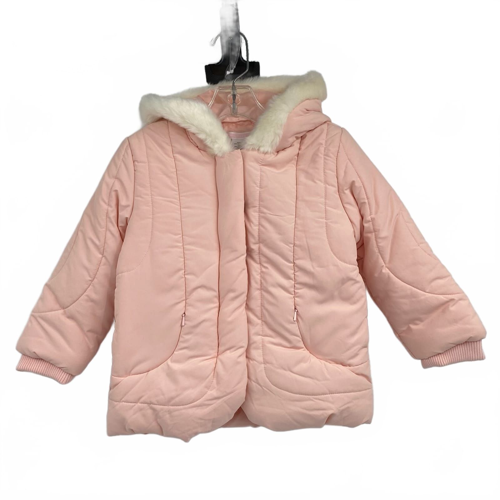 Janie and Jack Pink Faux Fur Trim Hood Puffer Jacket