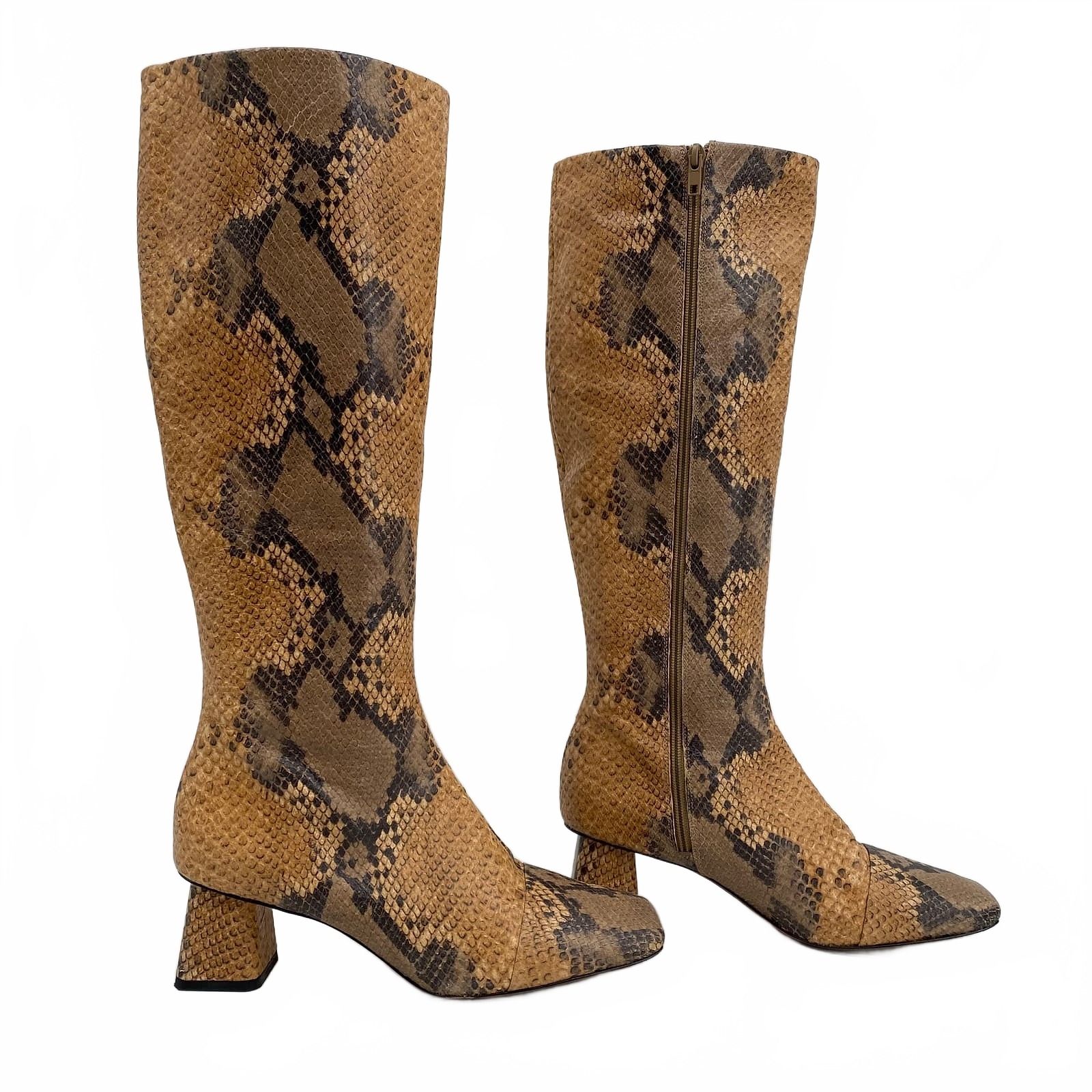 Vince Kellen Snake Print Leather Heeled Boots