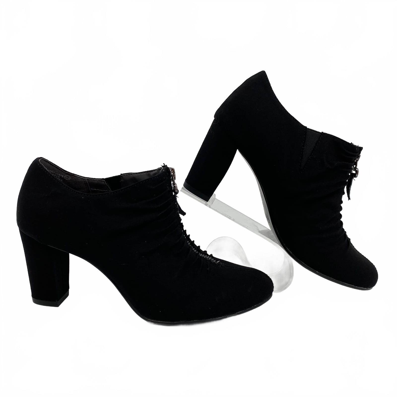 Aerosoles Black Fortunate Zipper Front Heeled Ankle Booties
