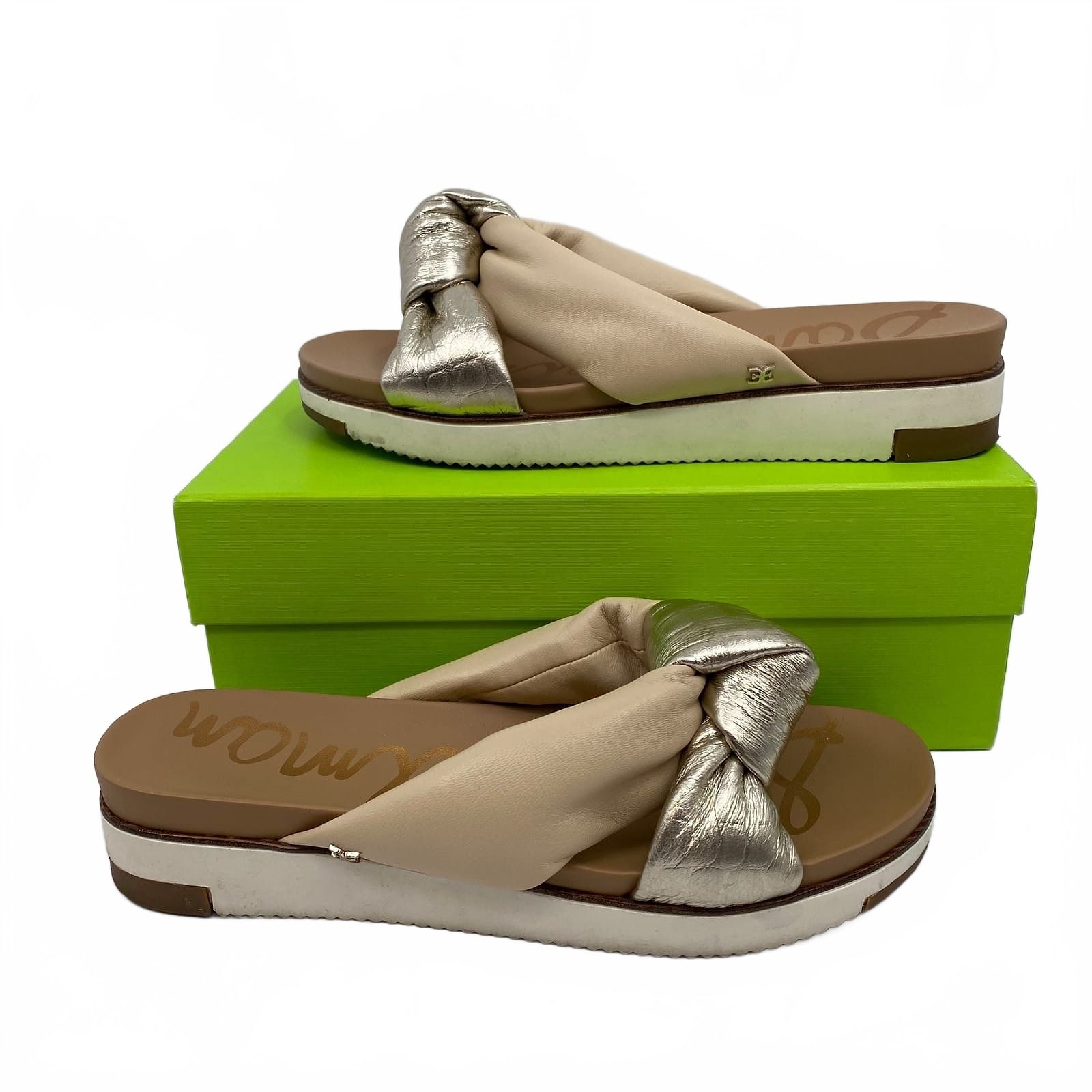 Sam Edelman Beige Gold Agatha Sport Leather Sandals