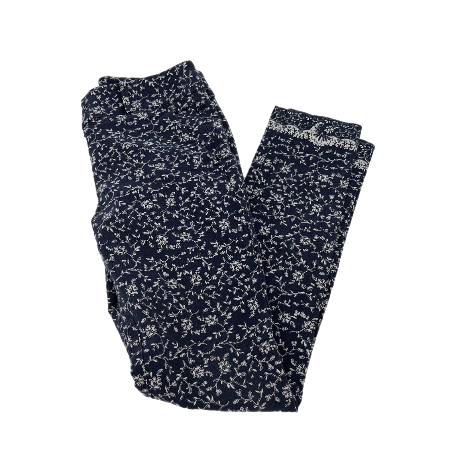 LOFT Navy/White Floral Straight Leg Pants