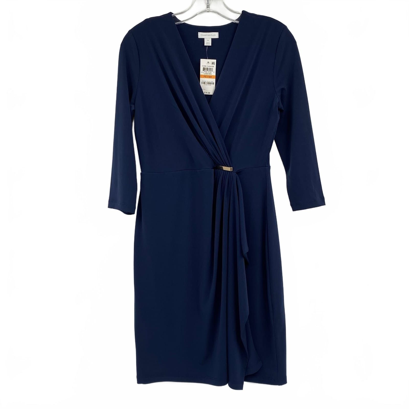 Charter Club Navy Faux Wrap Mini Dress