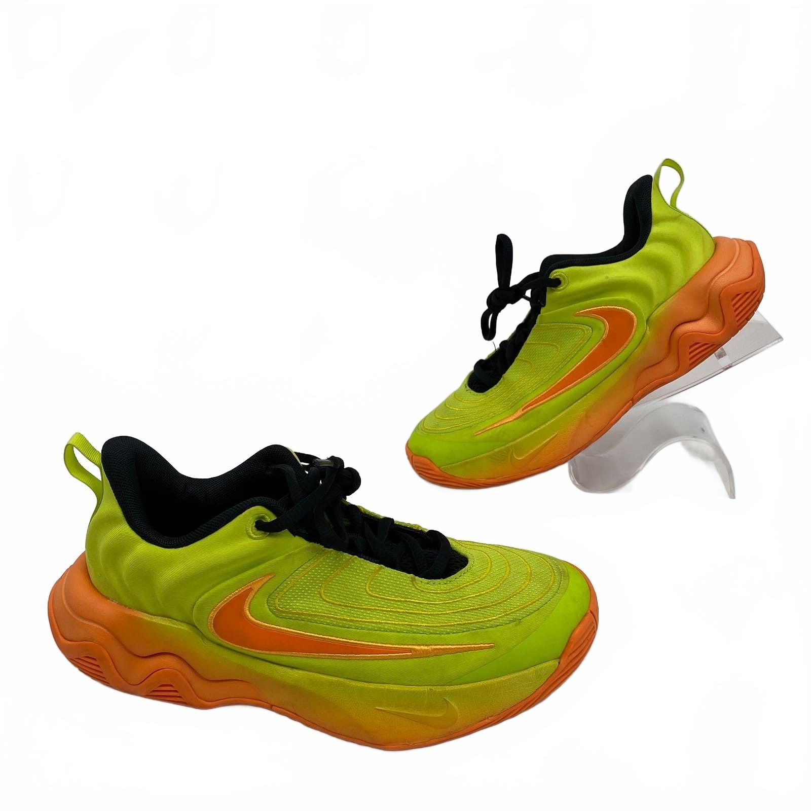 Nike Green Orange Sneakers Lace-Up Closure