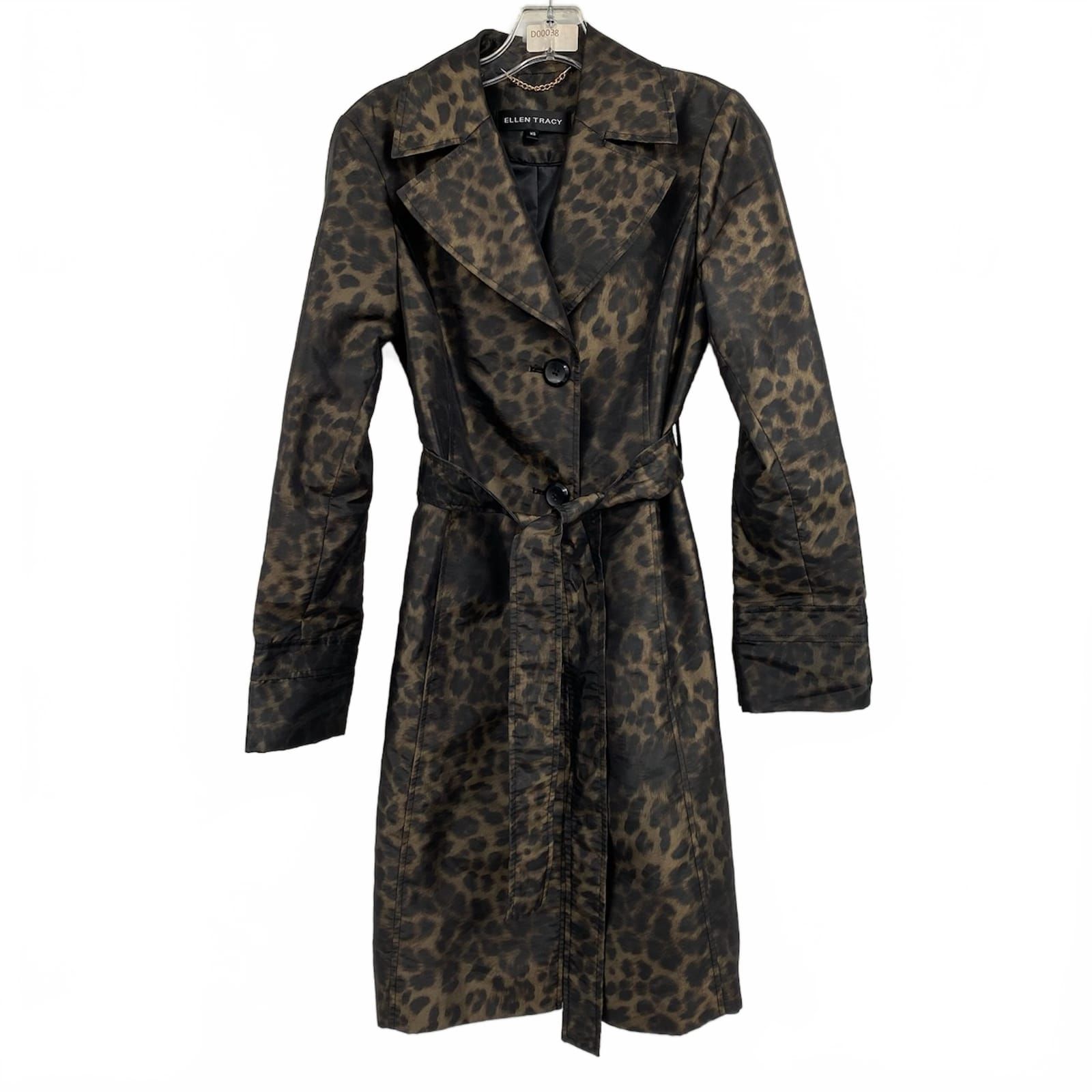 Ellen Tracy Brown Black Leopard Belted Jacket