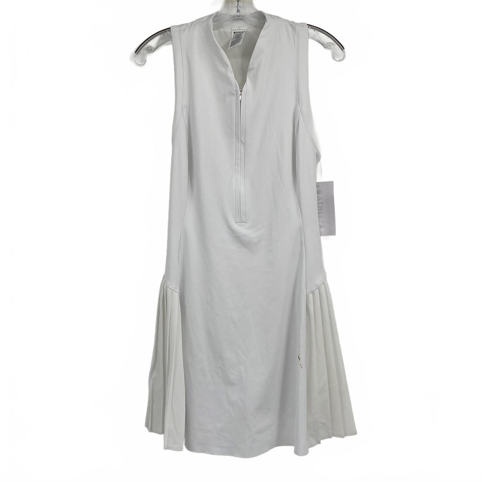 Athleta White Mini Dress Pleated Sleeveless