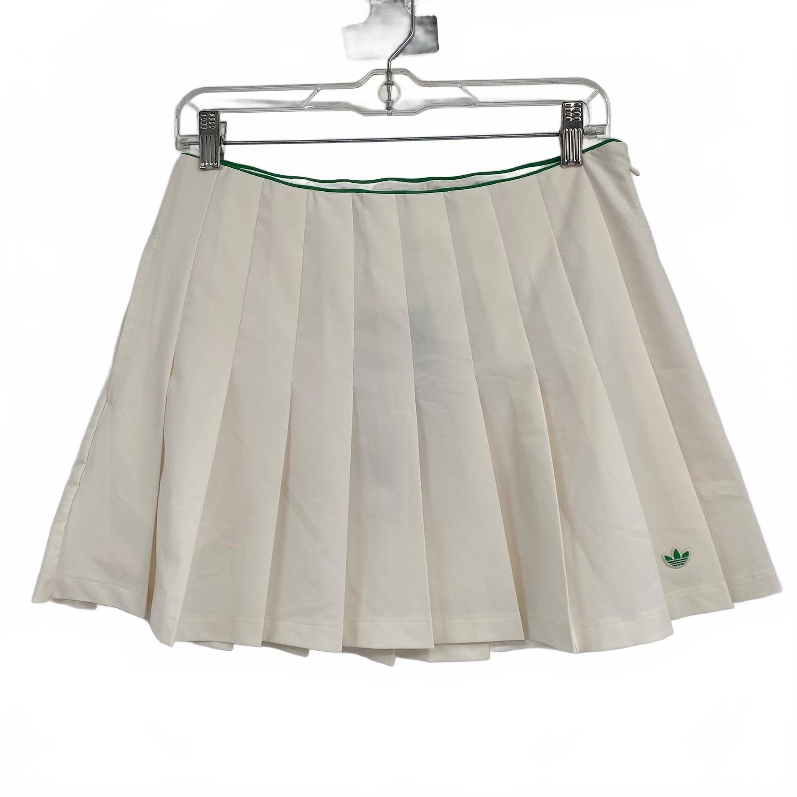 Adidas Cream Green Pleated Mini Skirt