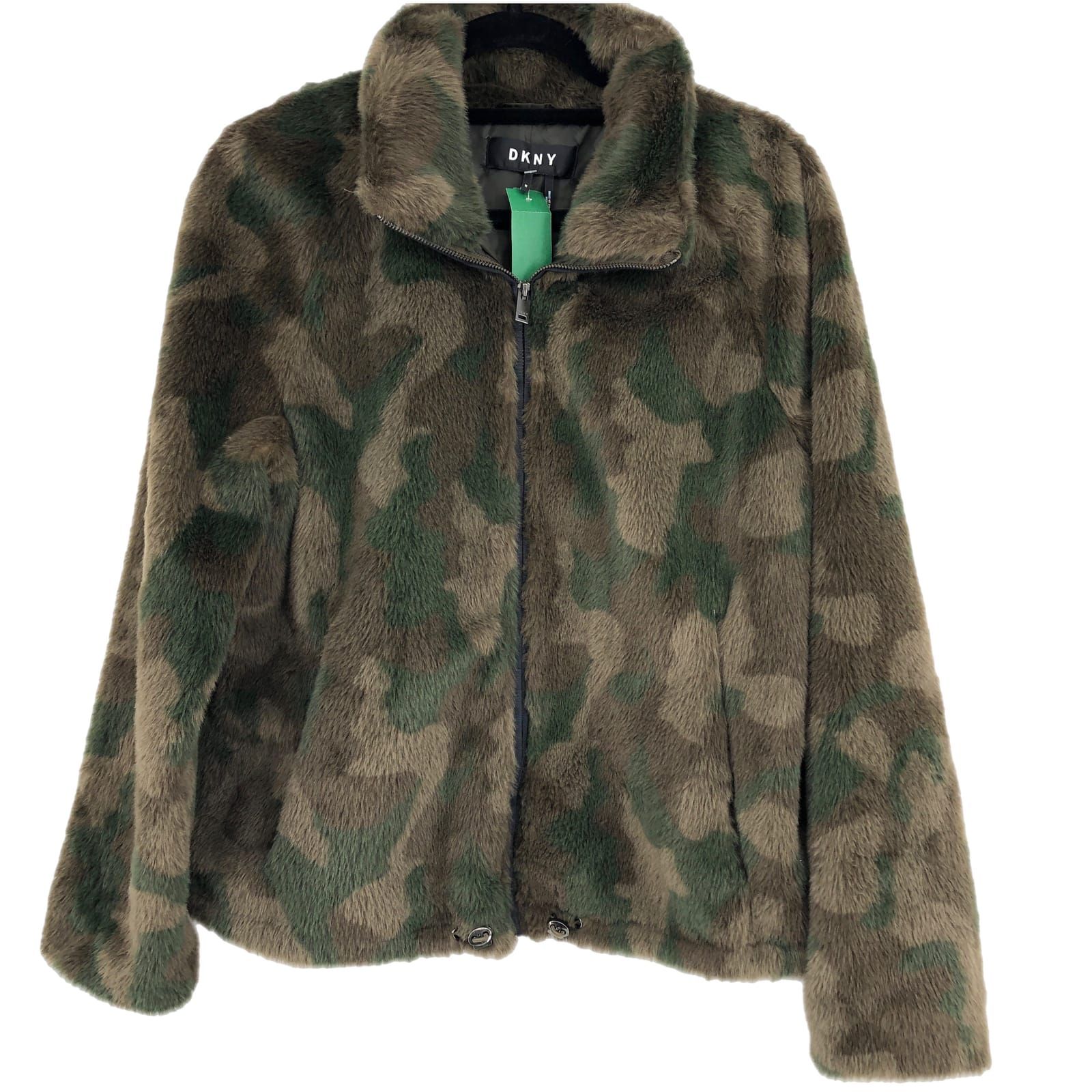 Dkny Green Camouflage Teddy Jacket