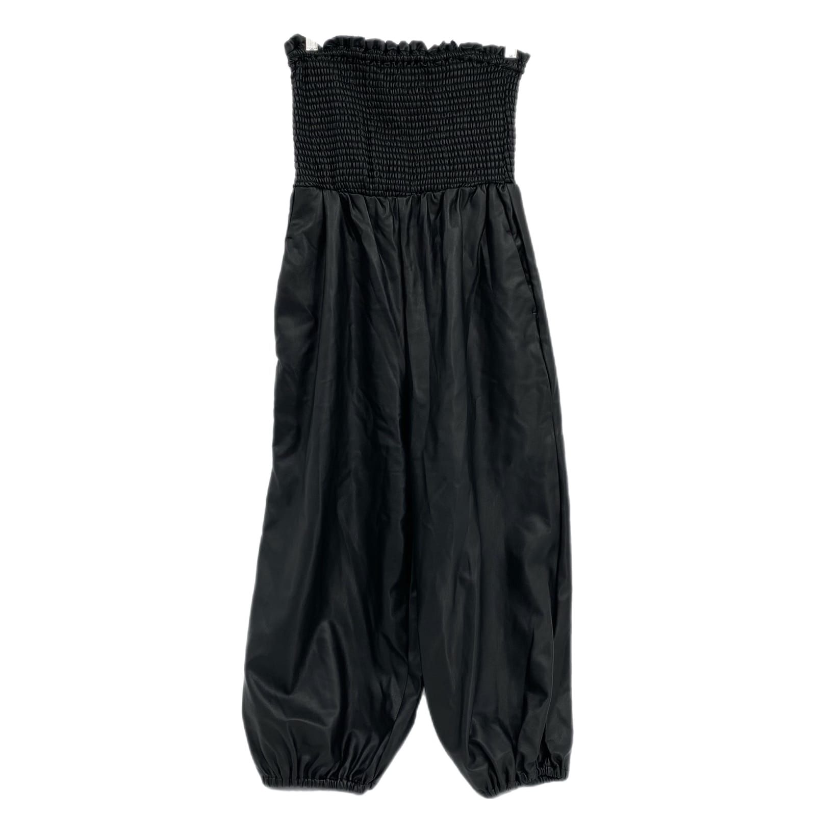 Anthropologie Black Ruched Top Jogger Jumpsuit