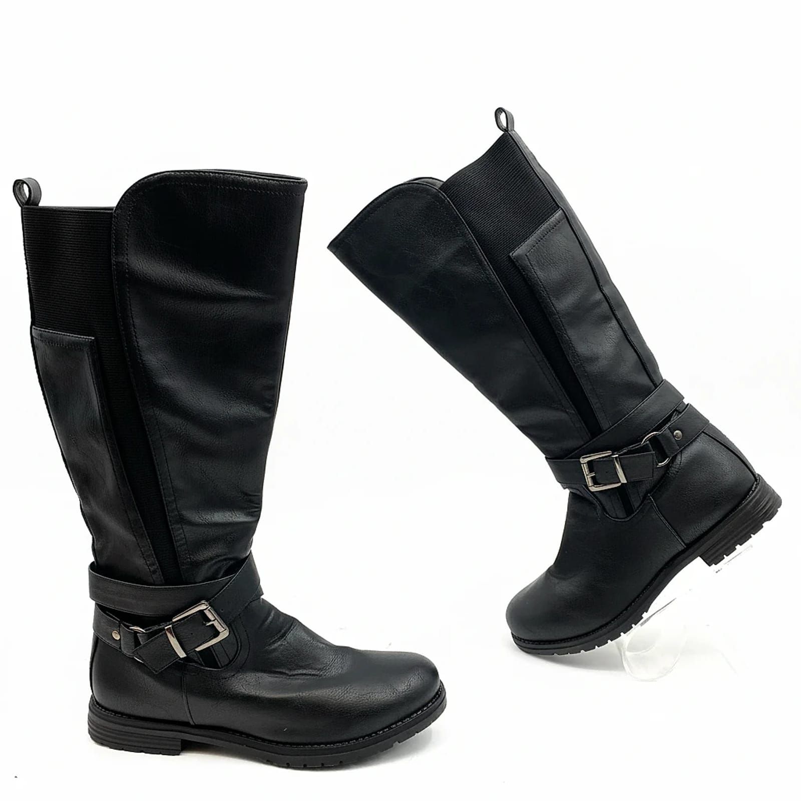G.C Shoes Black Faux Leather Riding Boots