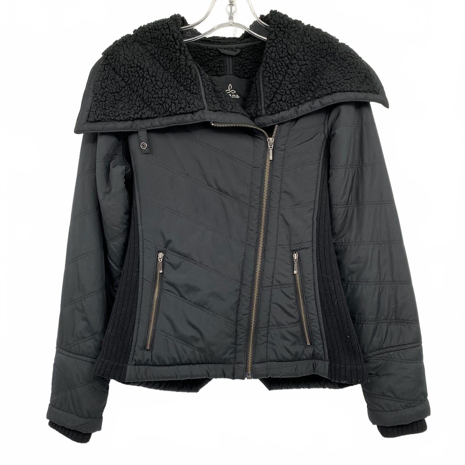 Prana Black Fleece-Lined Zip-Up Puffer Jacket