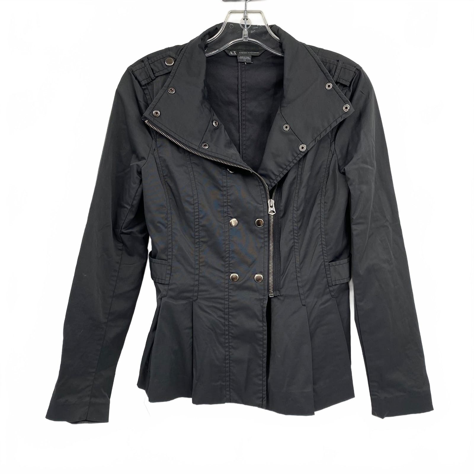 Armani Exchange Black Cotton Blend Bomber Jacket