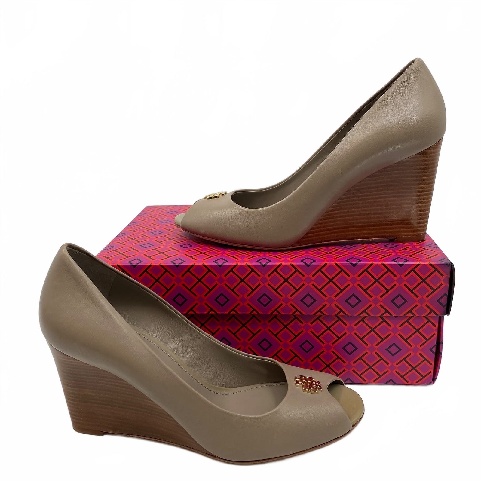 Tory Burch Gray Wedges Jolie Peep Toe