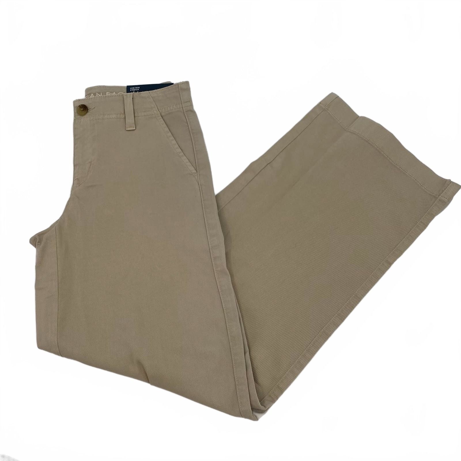 American Eagle Tan Straight Leg Pants Low Rise Stretch