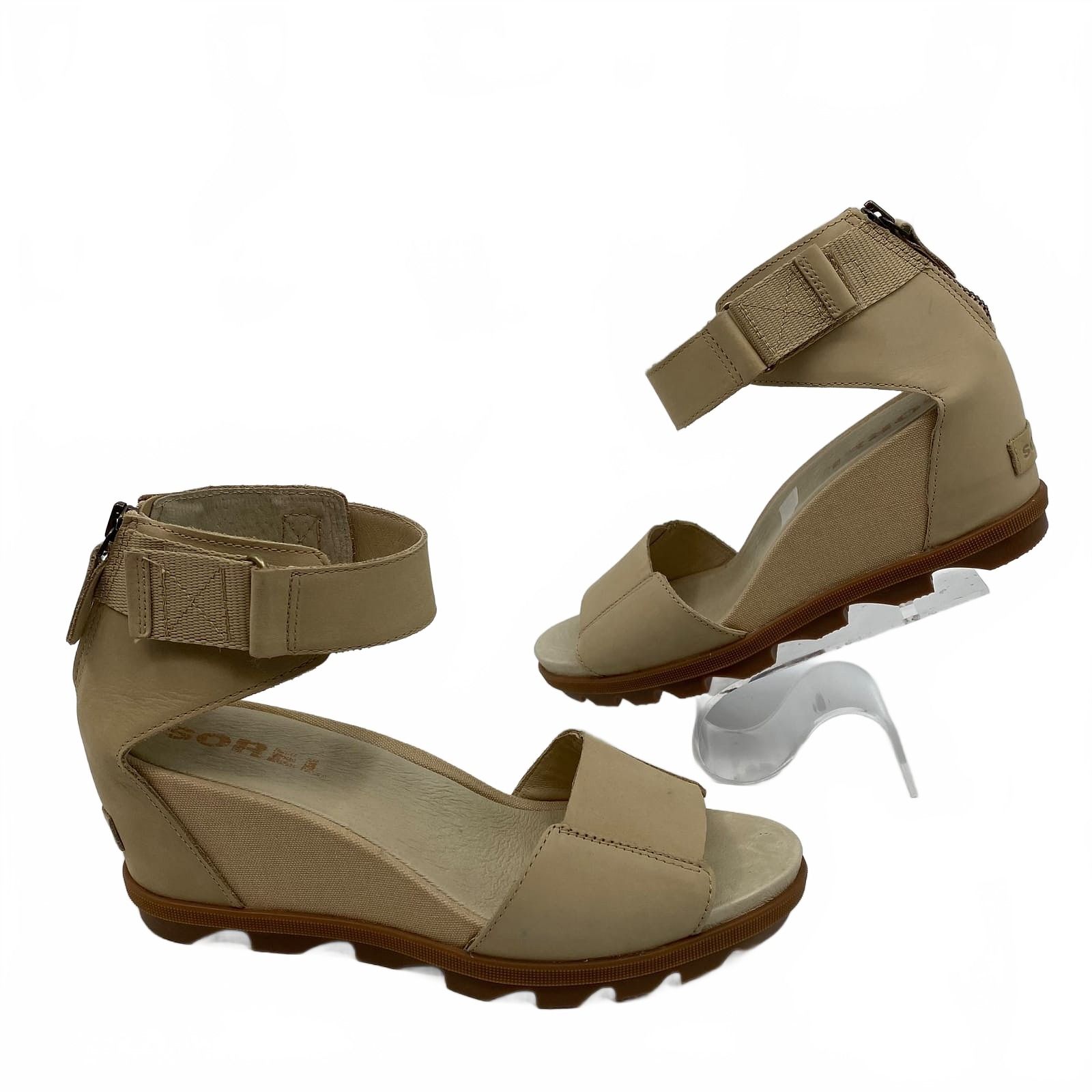 Sorel Beige Leather Strappy Sandals