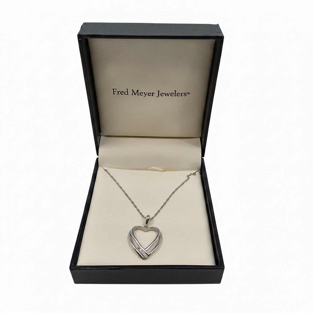 Fred Meyers Silver Platina 4 & Sterling Heart Pendant Necklace