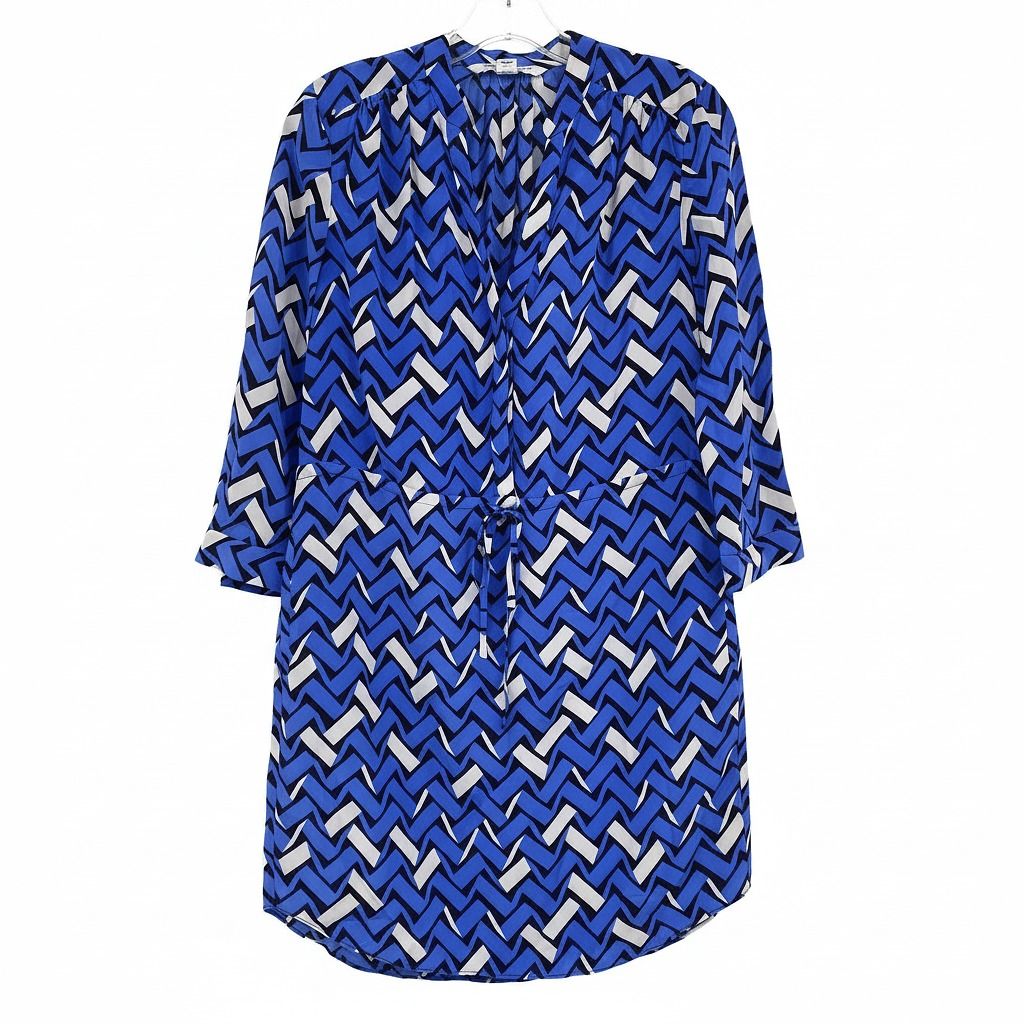 Diane Von Furstenberg Blue White Silk Mini Dress