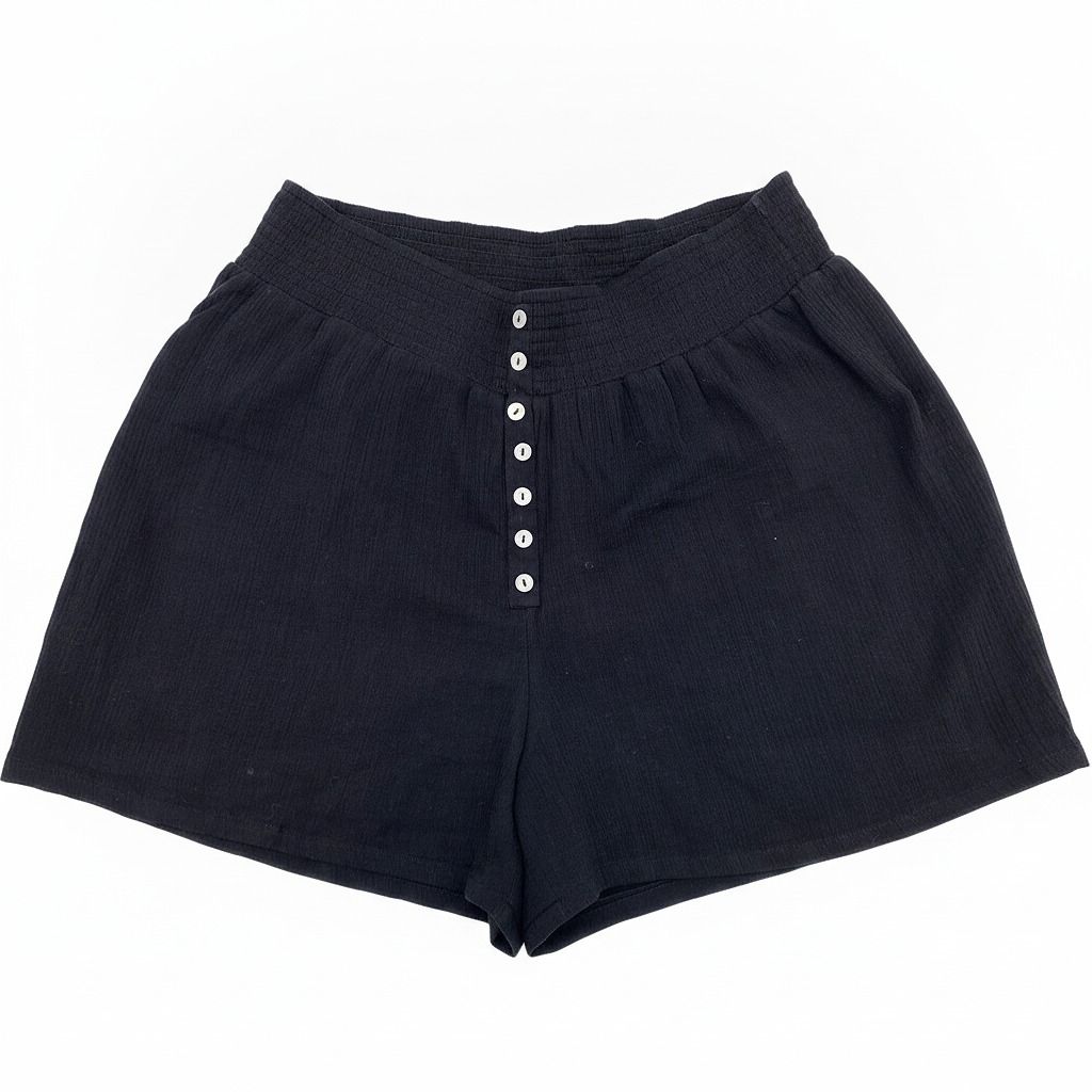 Sundance Black Button Up Gauze Shorts