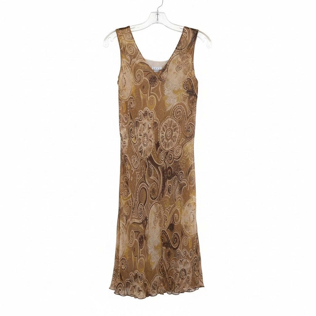 Lapis Brown Silk Midi Dress