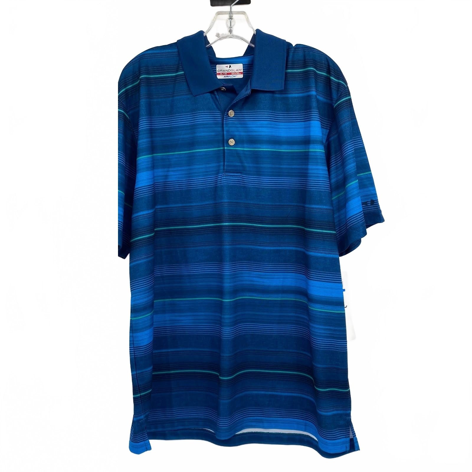 Grand Slam Blue Striped Polo Shirt