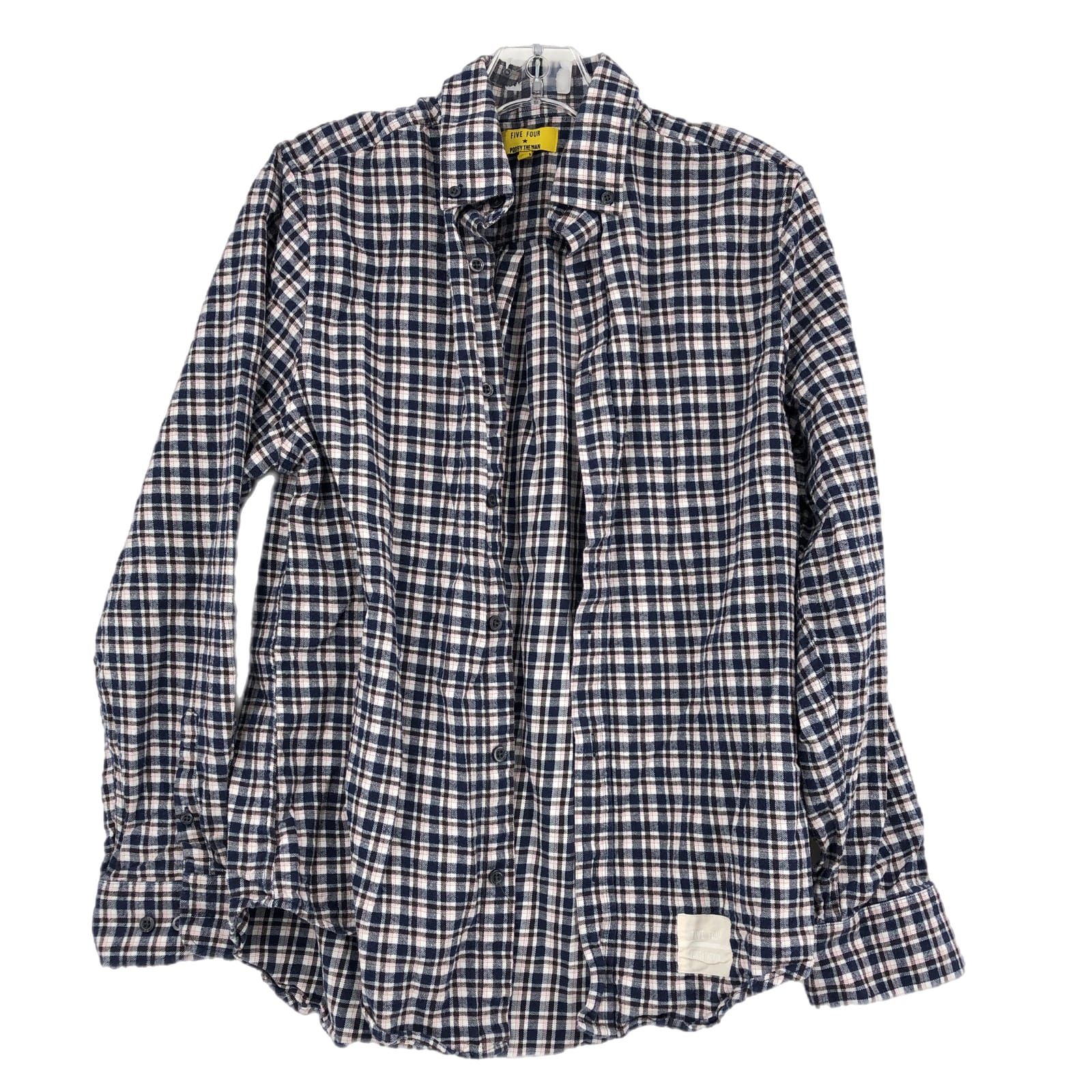 Five Four Blue & White Plaid Casual Button-Up