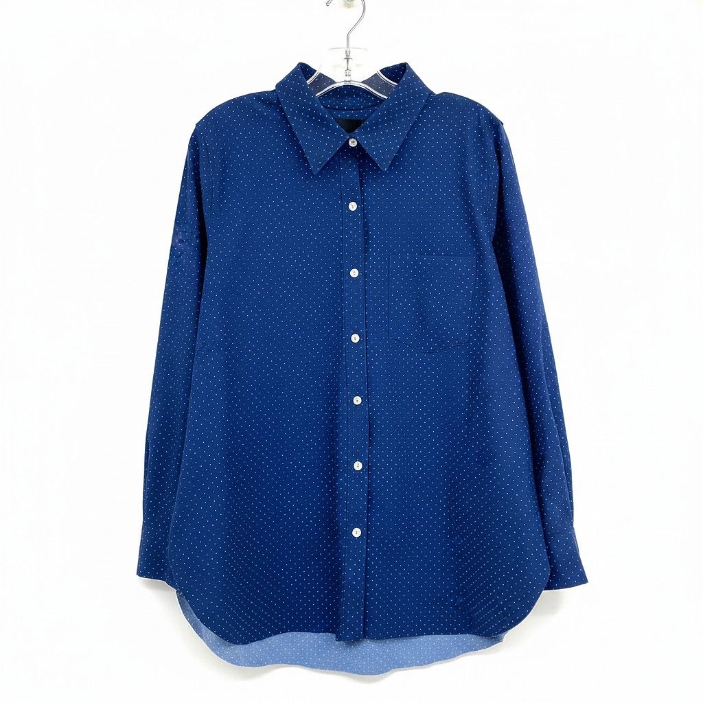 Lysse Blue White Polka Dot Long Sleeve Button-Down Shirt