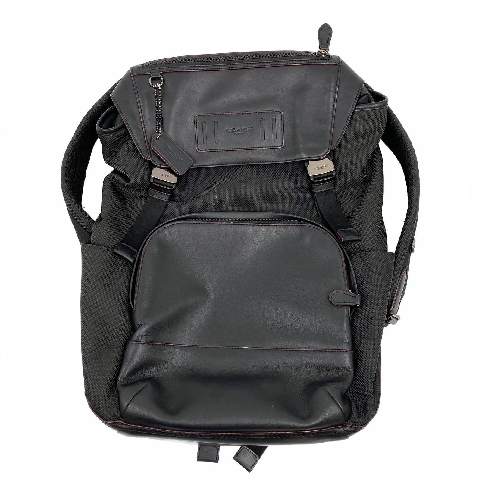 Coach Black Leather & Synthetic Backpack