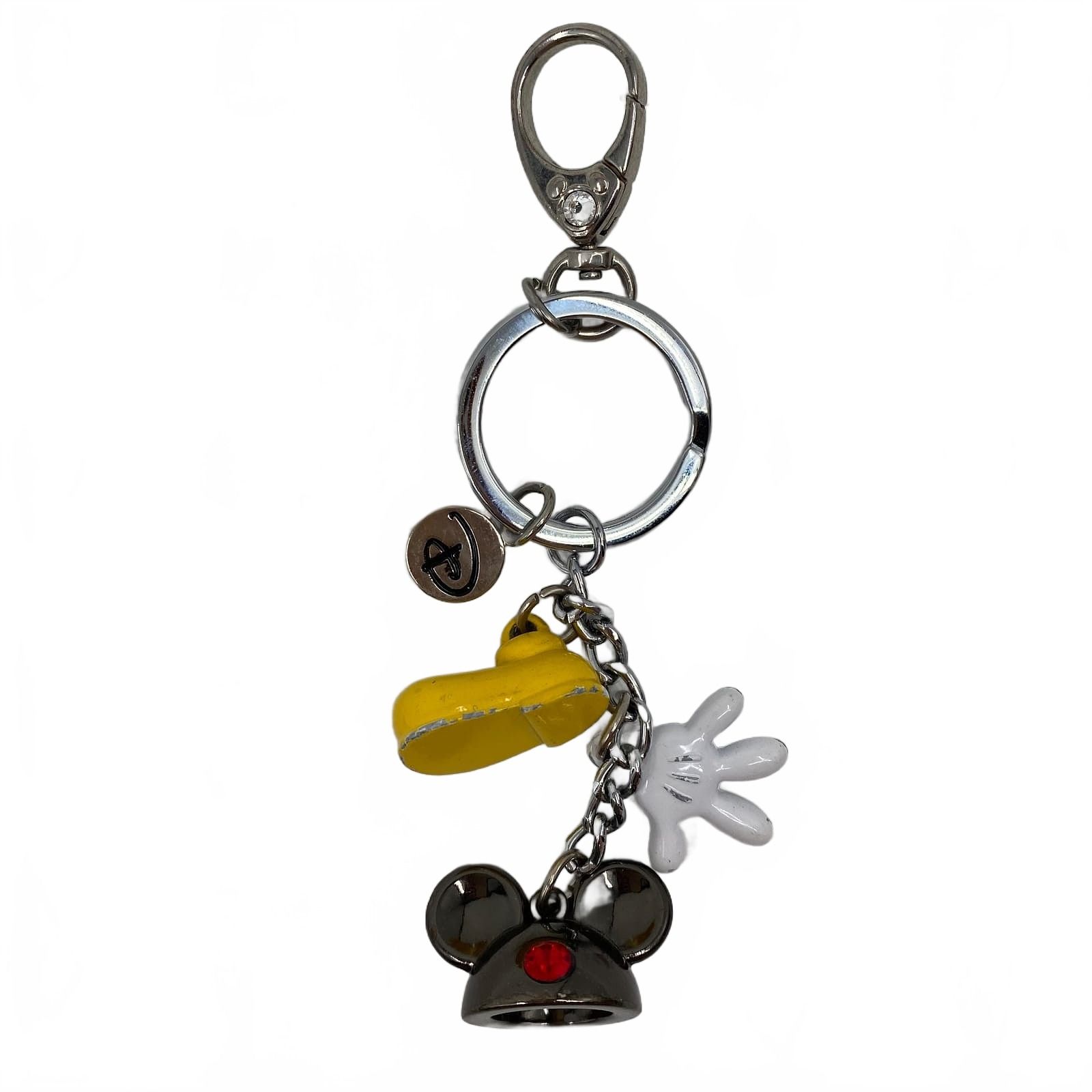 Disney Silver Yellow Mickey Mouse Pieces Keychain