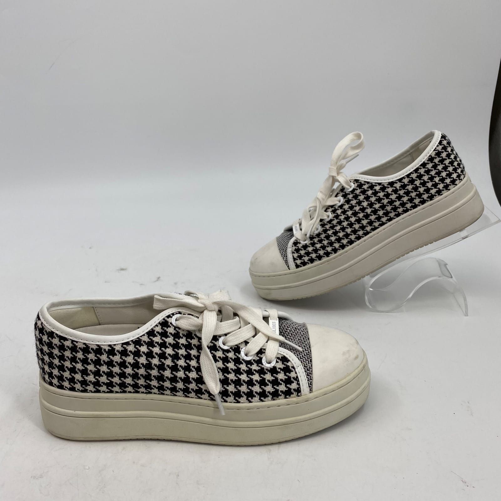 J/SLIDES Black White Sneakers Low-Top Houndstooth