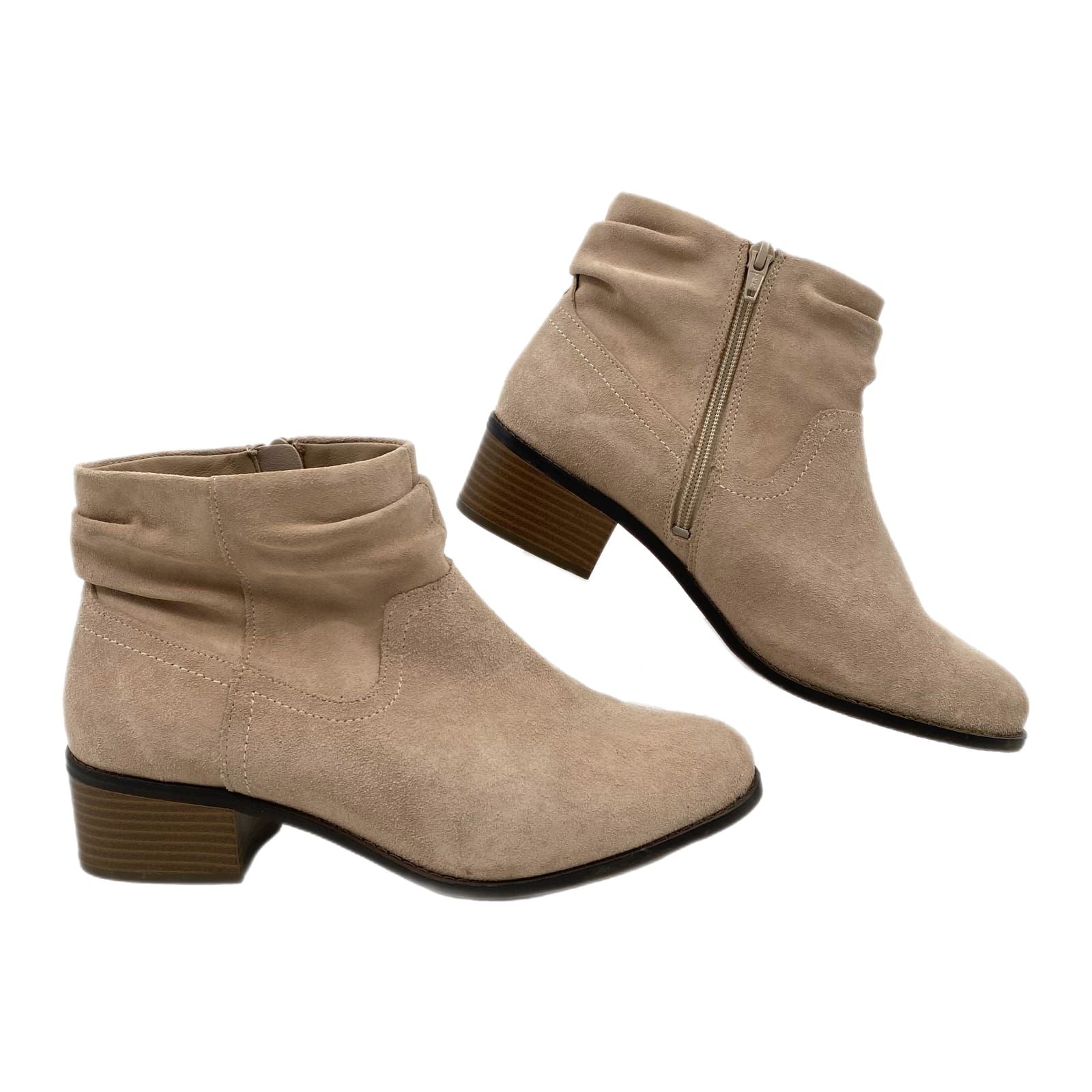 Vionic Beige Suede Ankle Boots