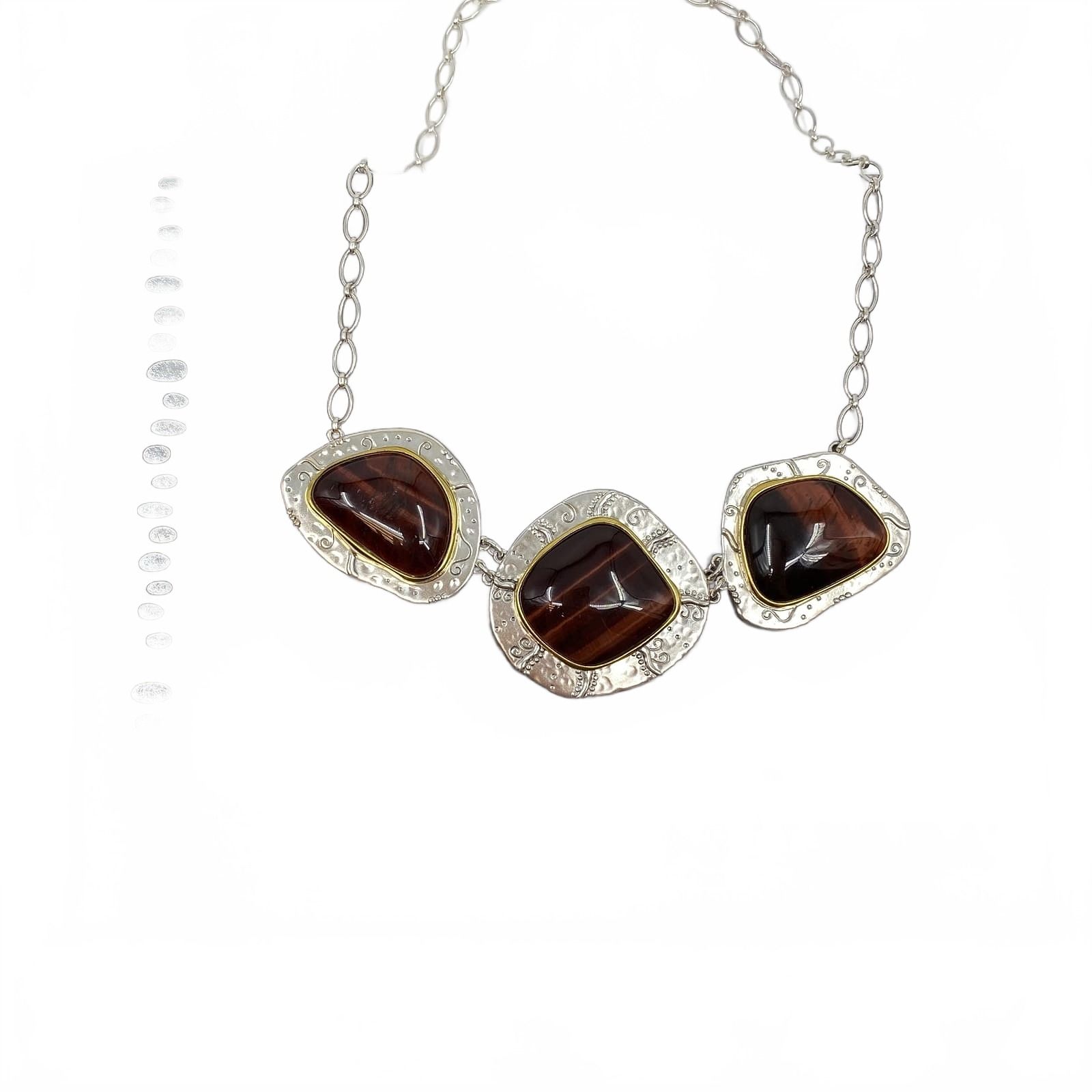 Silpada Silver Brown Tiger’s Eye Stone Necklace