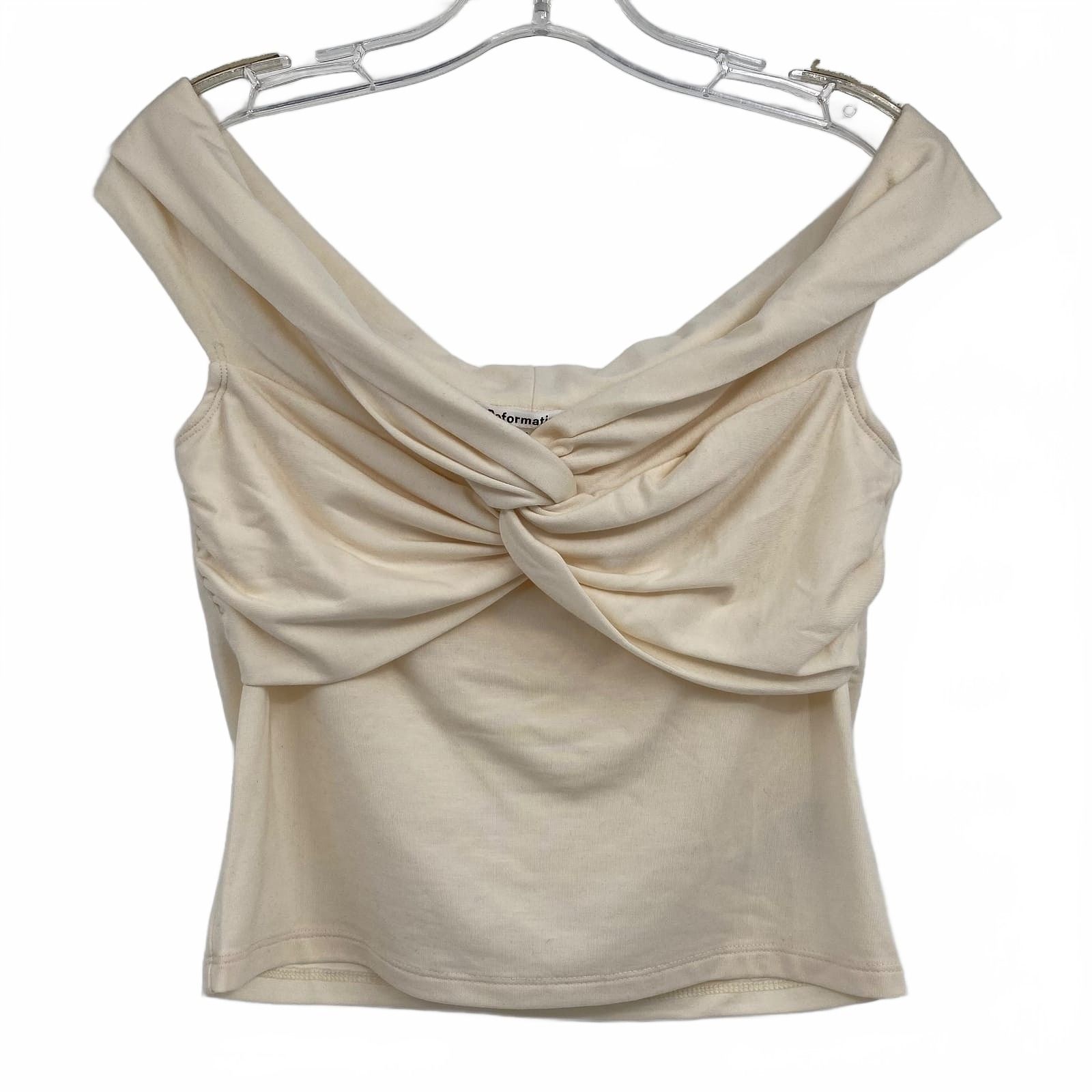 Reformation Cream Off The Shoulder Twist Top