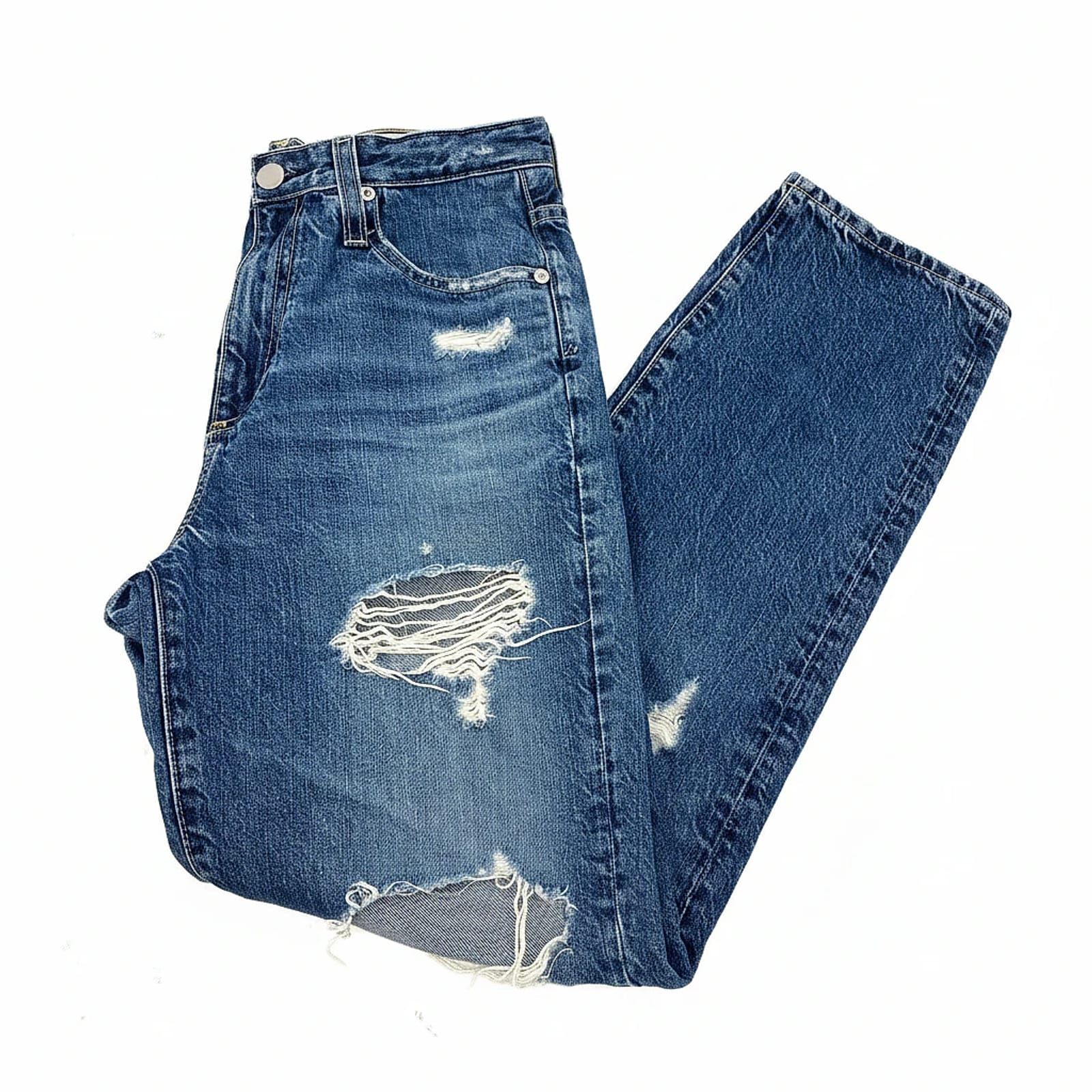 Ag Adriano Goldschmied Blue Pheobe Ripped High Waisted Jeans