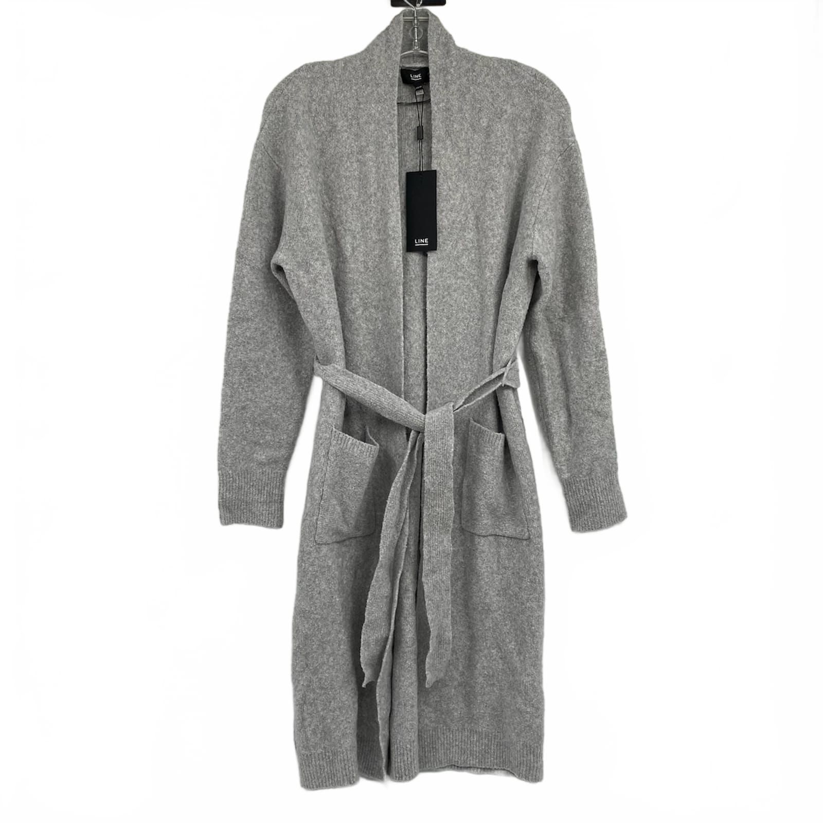 Line Gray Belted Knit Cardigan