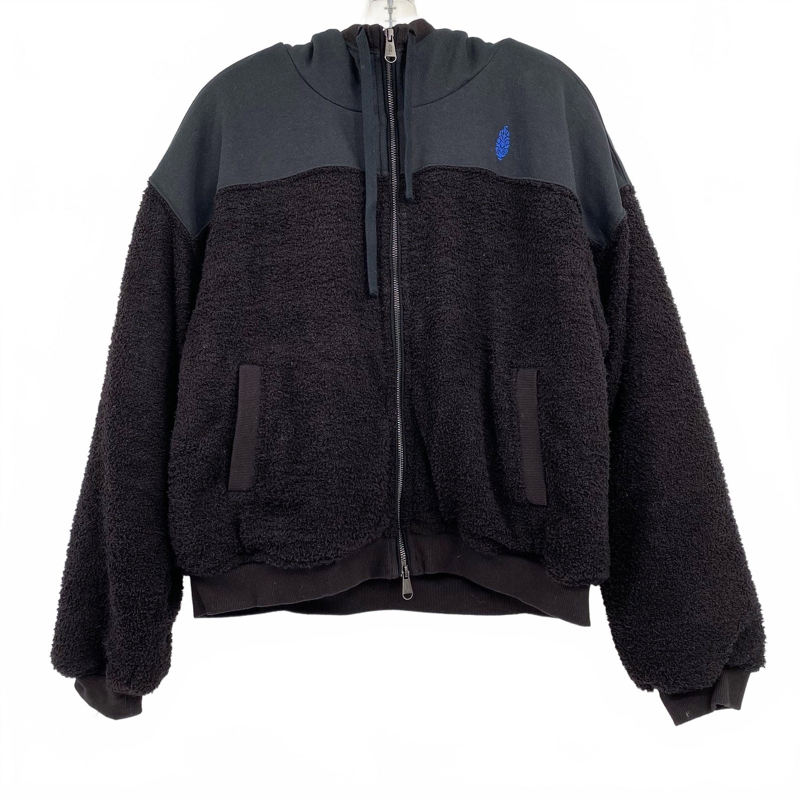 Free People Black Teddy Jacket Fuzzy Zip-Up Hoodie