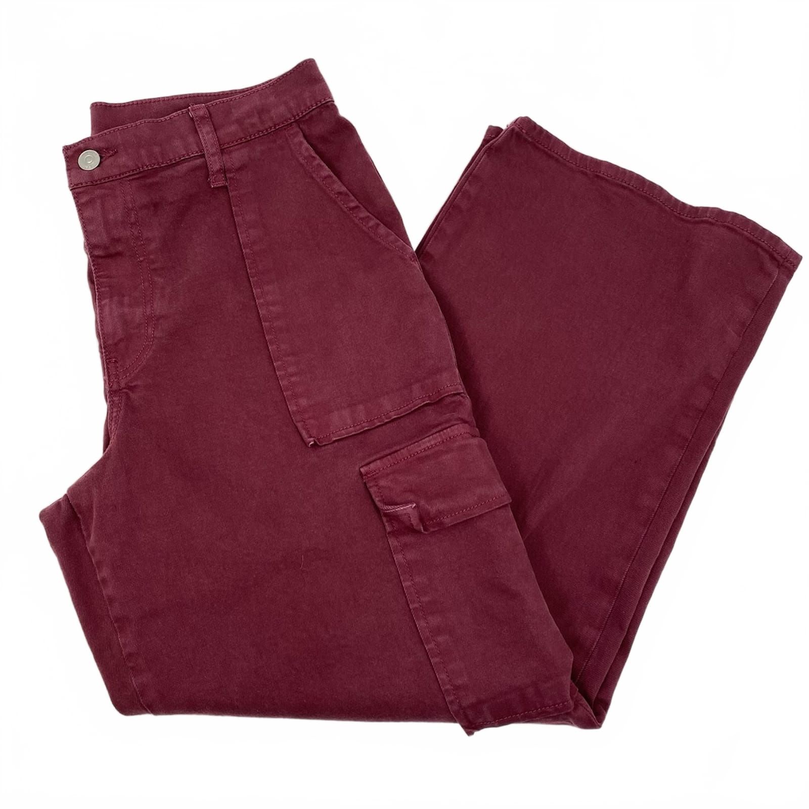 Hudson Burgundy Wide Leg Cargo Pants